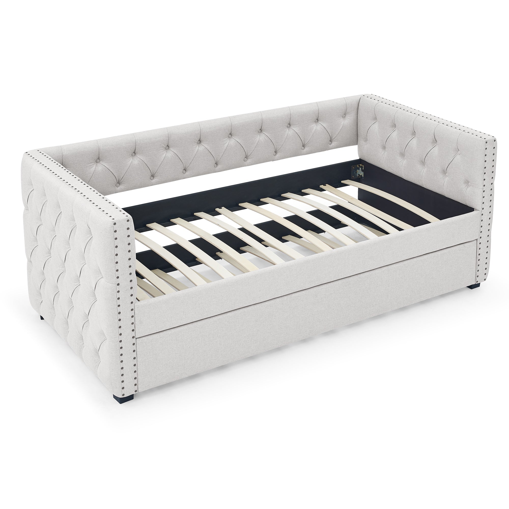 Mid - Century Upholstered Tufted Daybed with Trundle (W487S00104) - Direct Wicker
