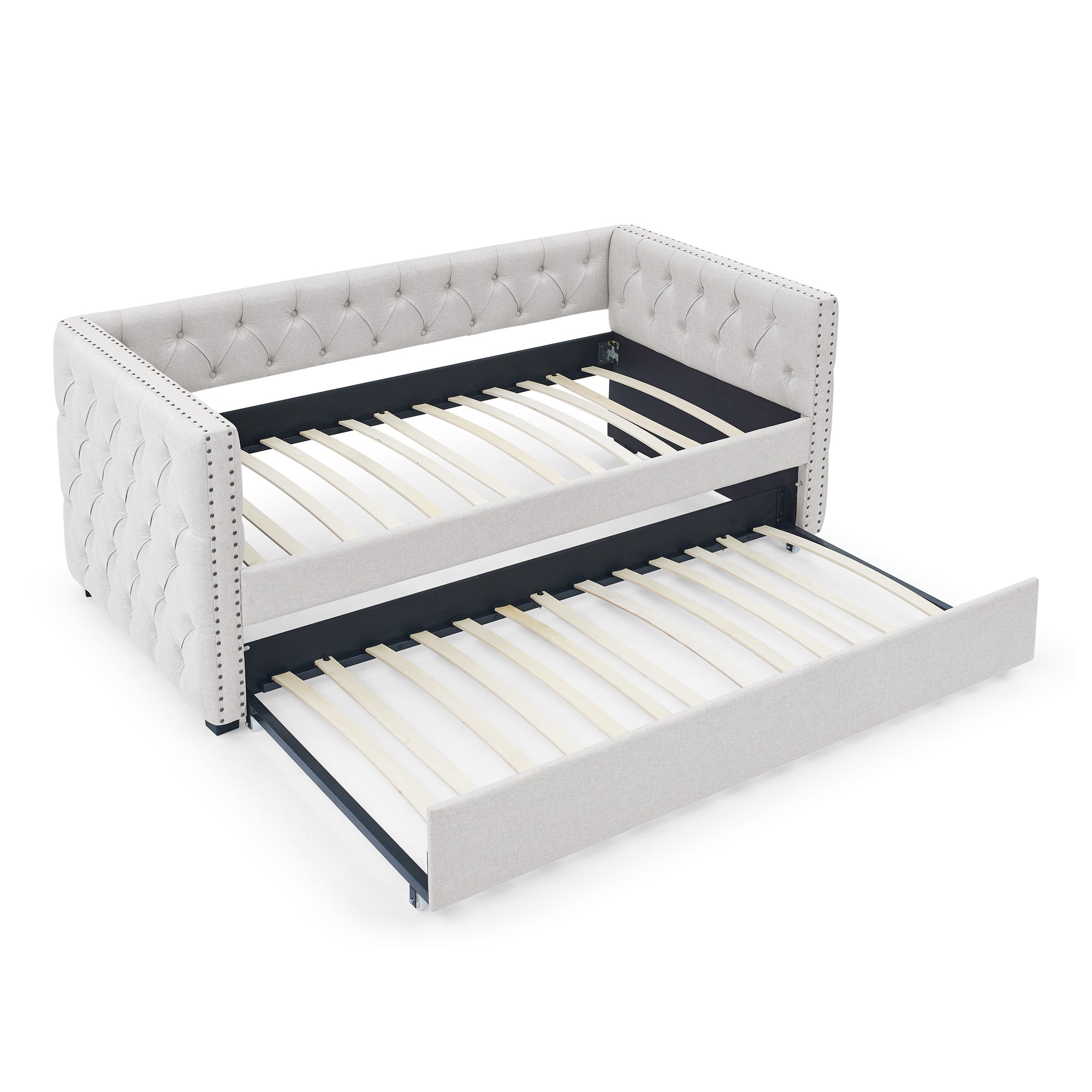 Mid - Century Upholstered Tufted Daybed with Trundle (W487S00104) - Direct Wicker