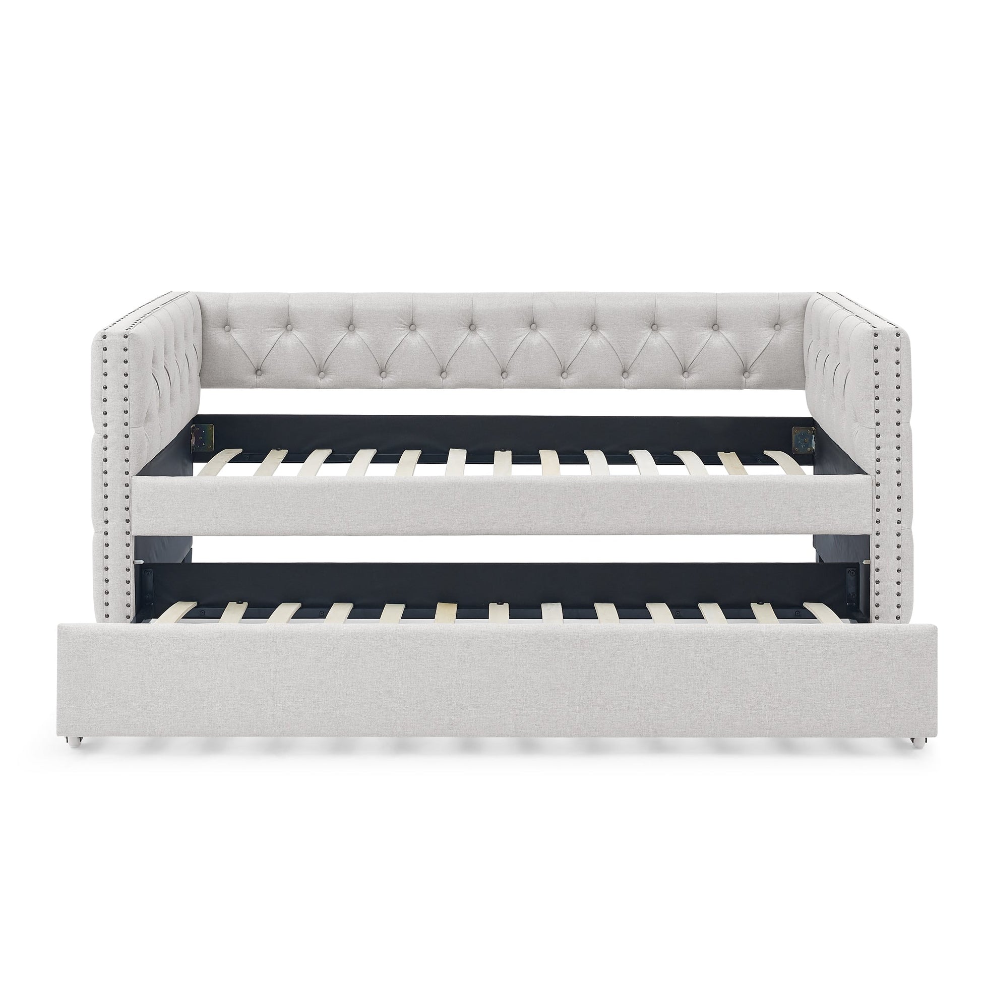 Mid - Century Upholstered Tufted Daybed with Trundle (W487S00104) - Direct Wicker