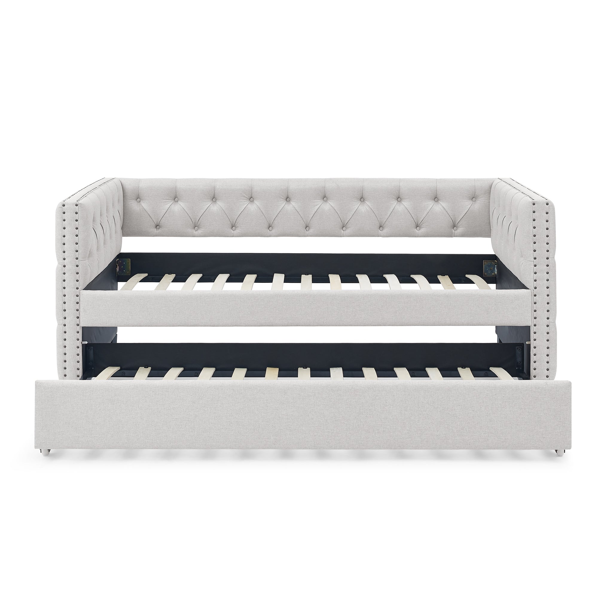 Mid - Century Upholstered Tufted Daybed with Trundle (W487S00104) - Direct Wicker