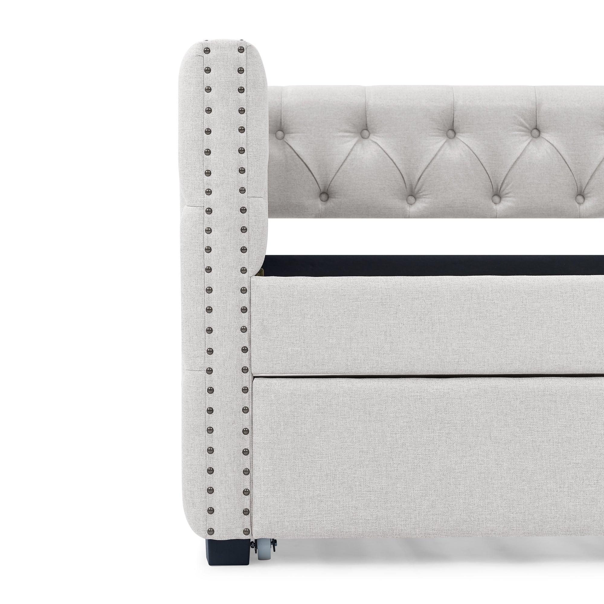 Mid - Century Upholstered Tufted Daybed with Trundle (W487S00104) - Direct Wicker