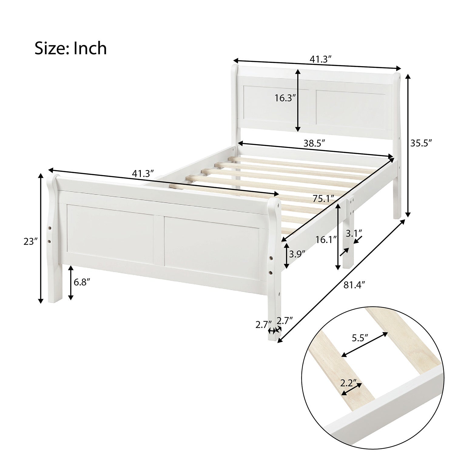 Minimalist Wood Platform Bed Twin Mattress Foundation (WF192439AAK) - Direct Wicker