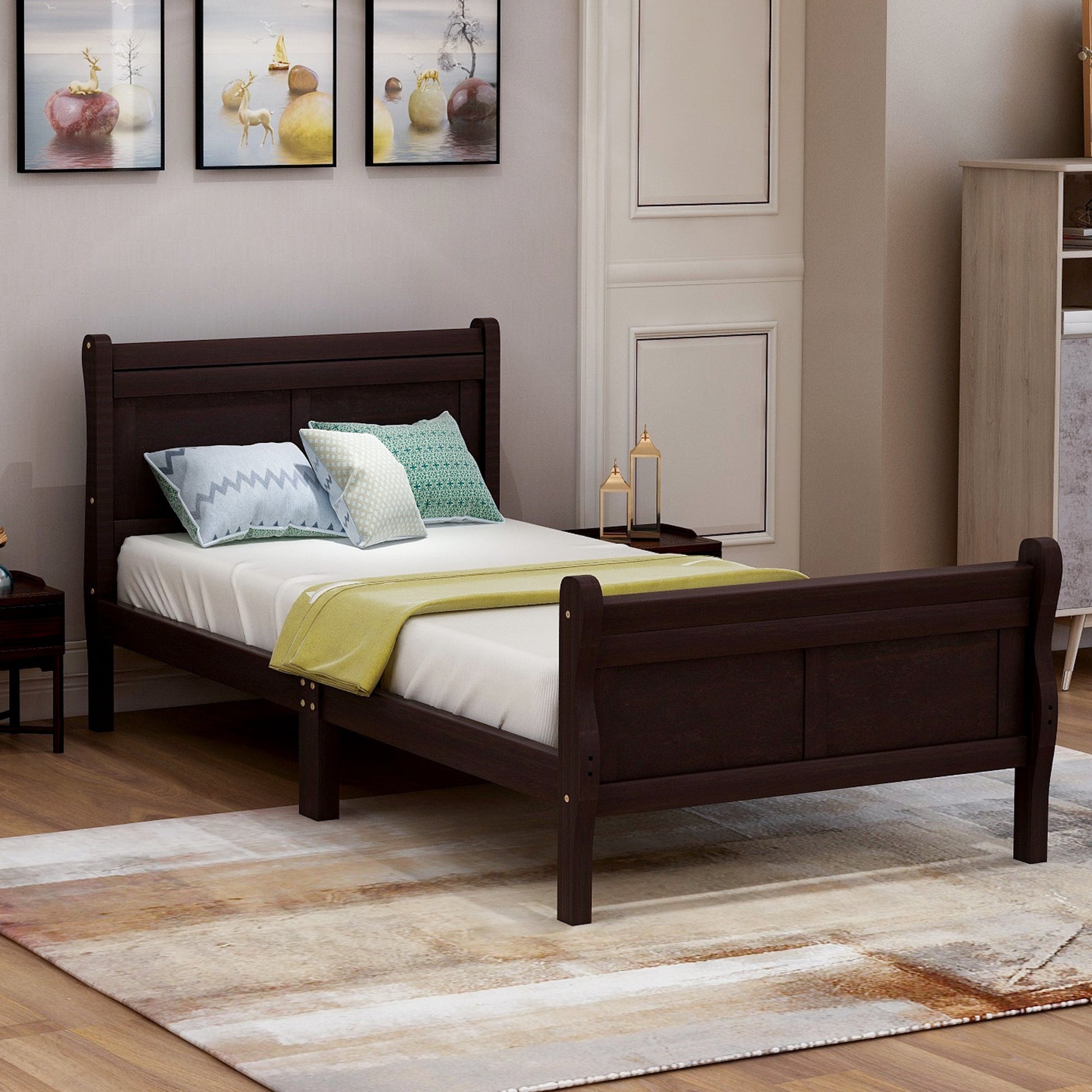 Minimalist Wood Platform Twin Bed Frame with Headboard and Footboard (WF192439AAP) - Direct Wicker