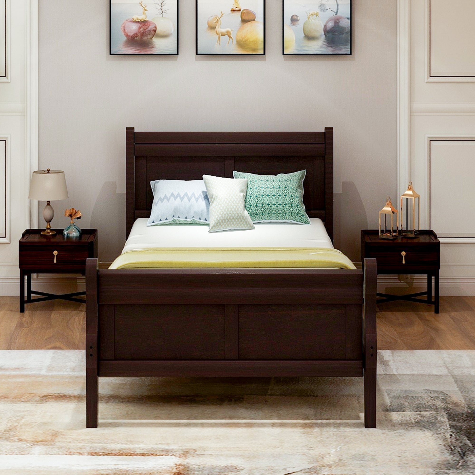 Minimalist Wood Platform Twin Bed Frame with Headboard and Footboard (WF192439AAP) - Direct Wicker