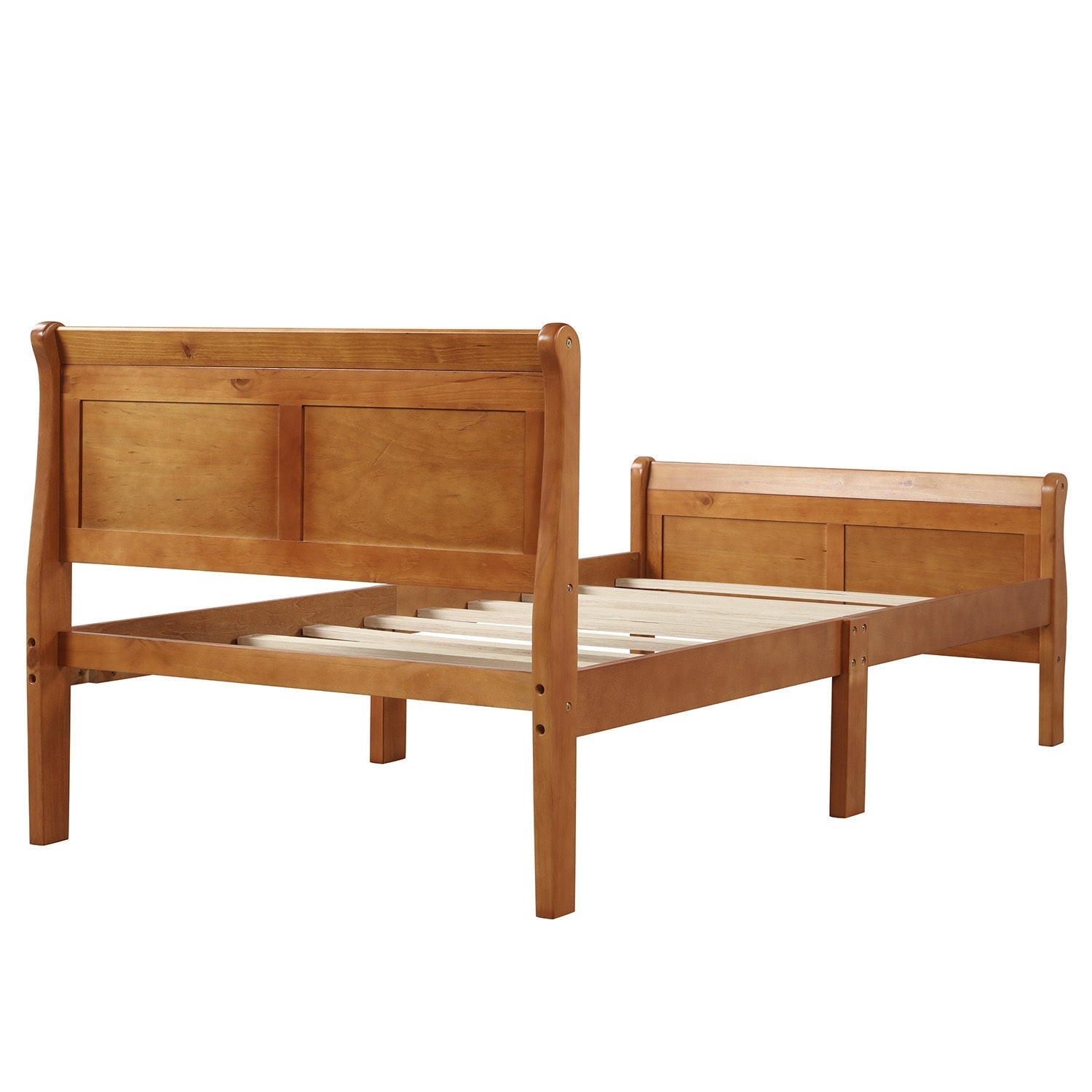 Minimalist Wood Platform Twin Bed Frame with Sleigh Headboard (WF192439AAL) - Direct Wicker