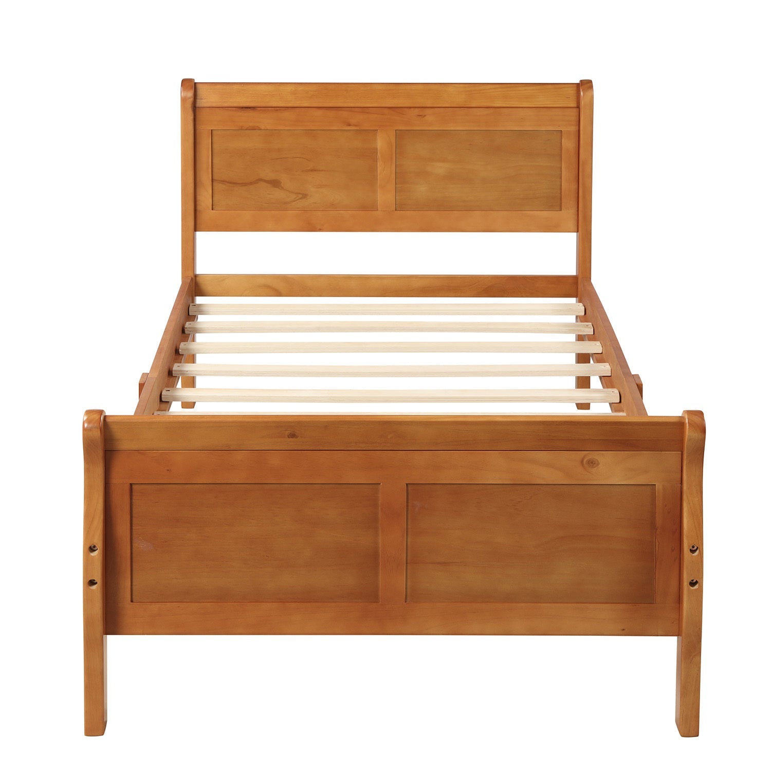 Minimalist Wood Platform Twin Bed Frame with Sleigh Headboard (WF192439AAL) - Direct Wicker