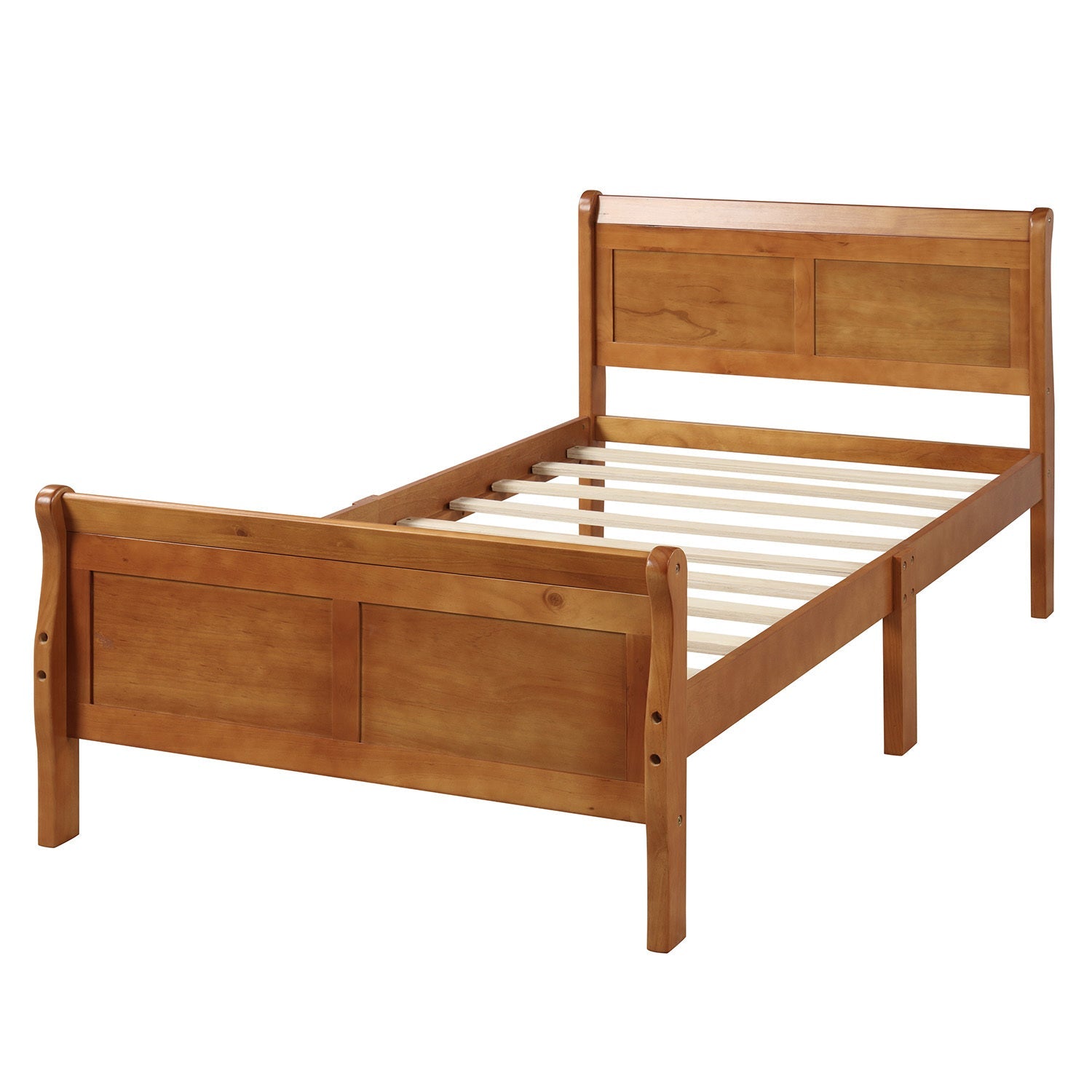 Minimalist Wood Platform Twin Bed Frame with Sleigh Headboard (WF192439AAL) - Direct Wicker