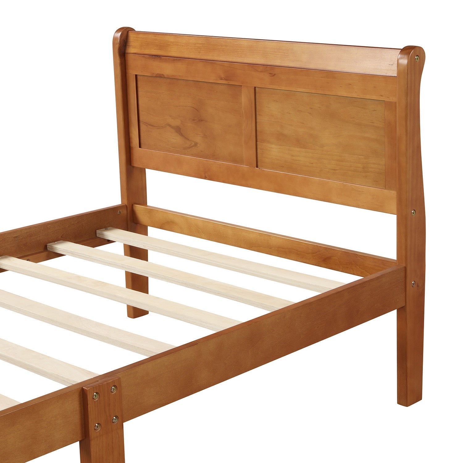 Minimalist Wood Platform Twin Bed Frame with Sleigh Headboard (WF192439AAL) - Direct Wicker