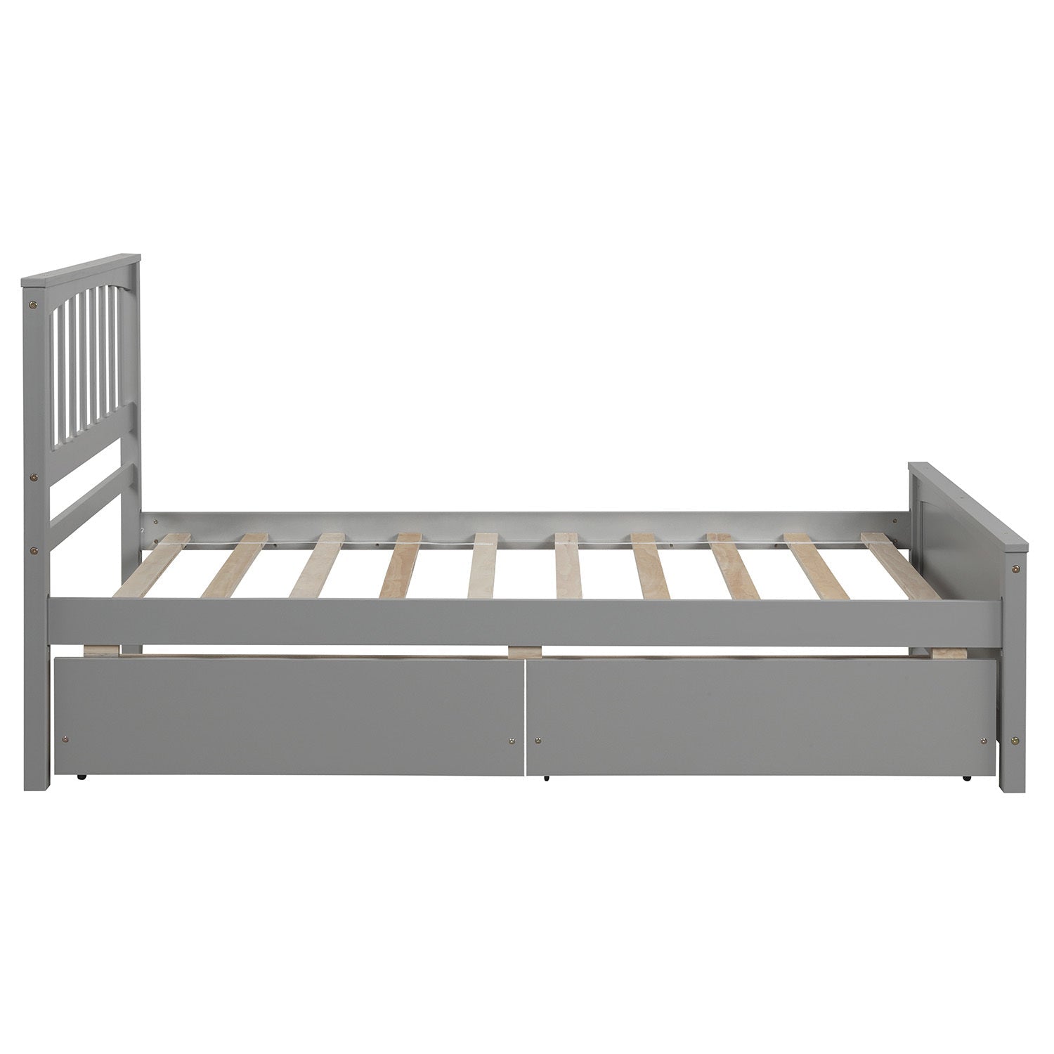Minimalistic Solid Wood Twin Size Platform Bed with Two Drawers (WF195105AAE) - Direct Wicker