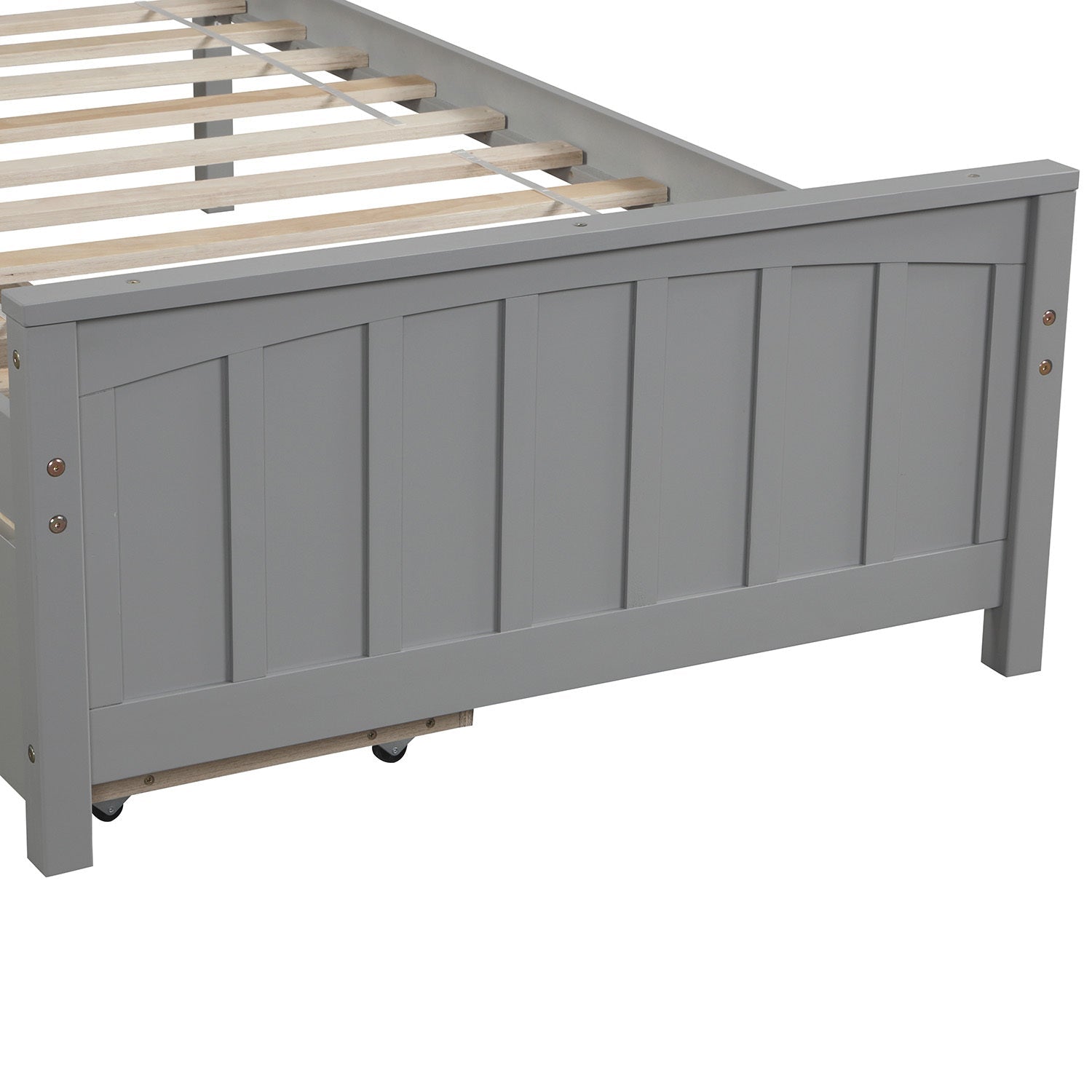 Minimalistic Solid Wood Twin Size Platform Bed with Two Drawers (WF195105AAE) - Direct Wicker