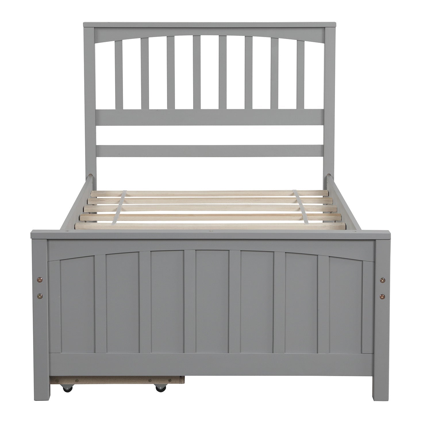 Minimalistic Solid Wood Twin Size Platform Bed with Two Drawers (WF195105AAE) - Direct Wicker