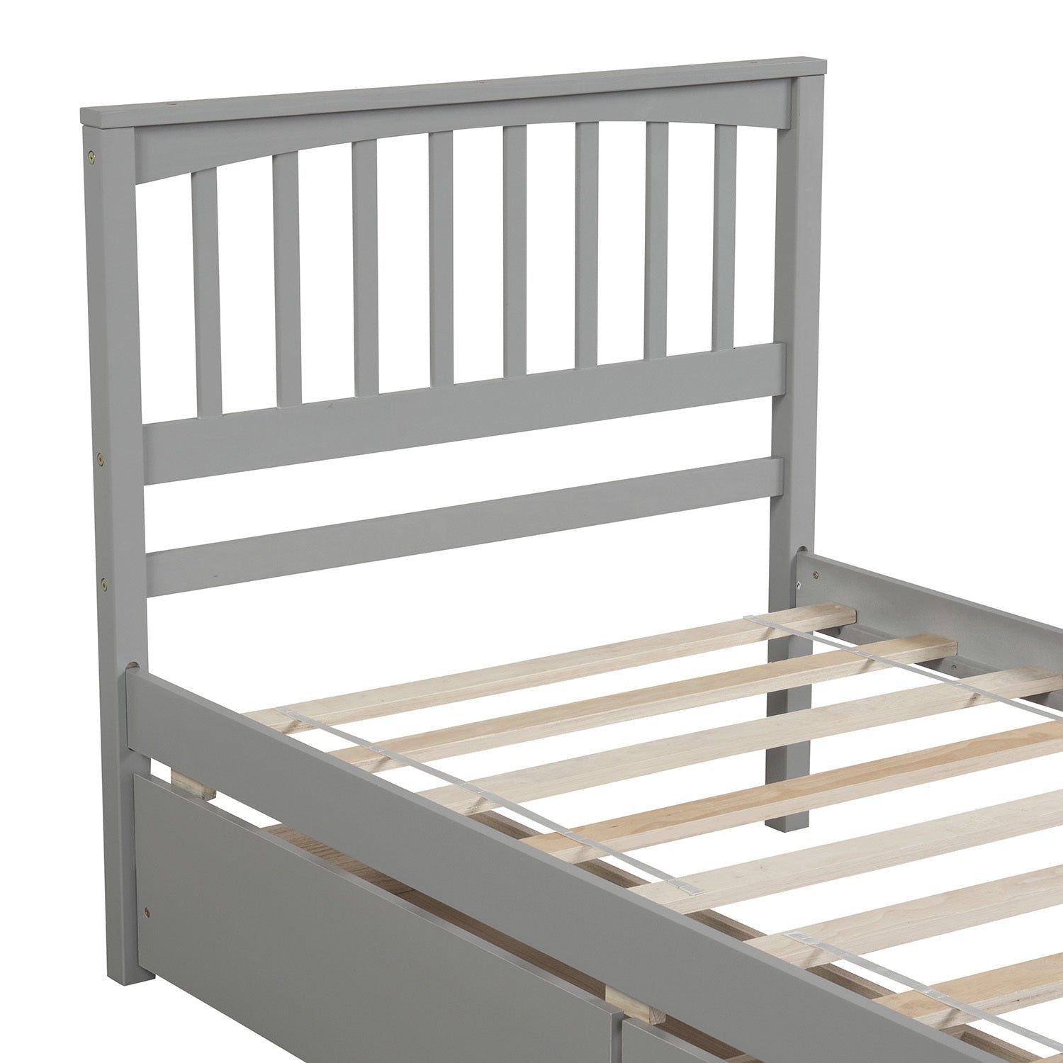 Minimalistic Solid Wood Twin Size Platform Bed with Two Drawers (WF195105AAE) - Direct Wicker