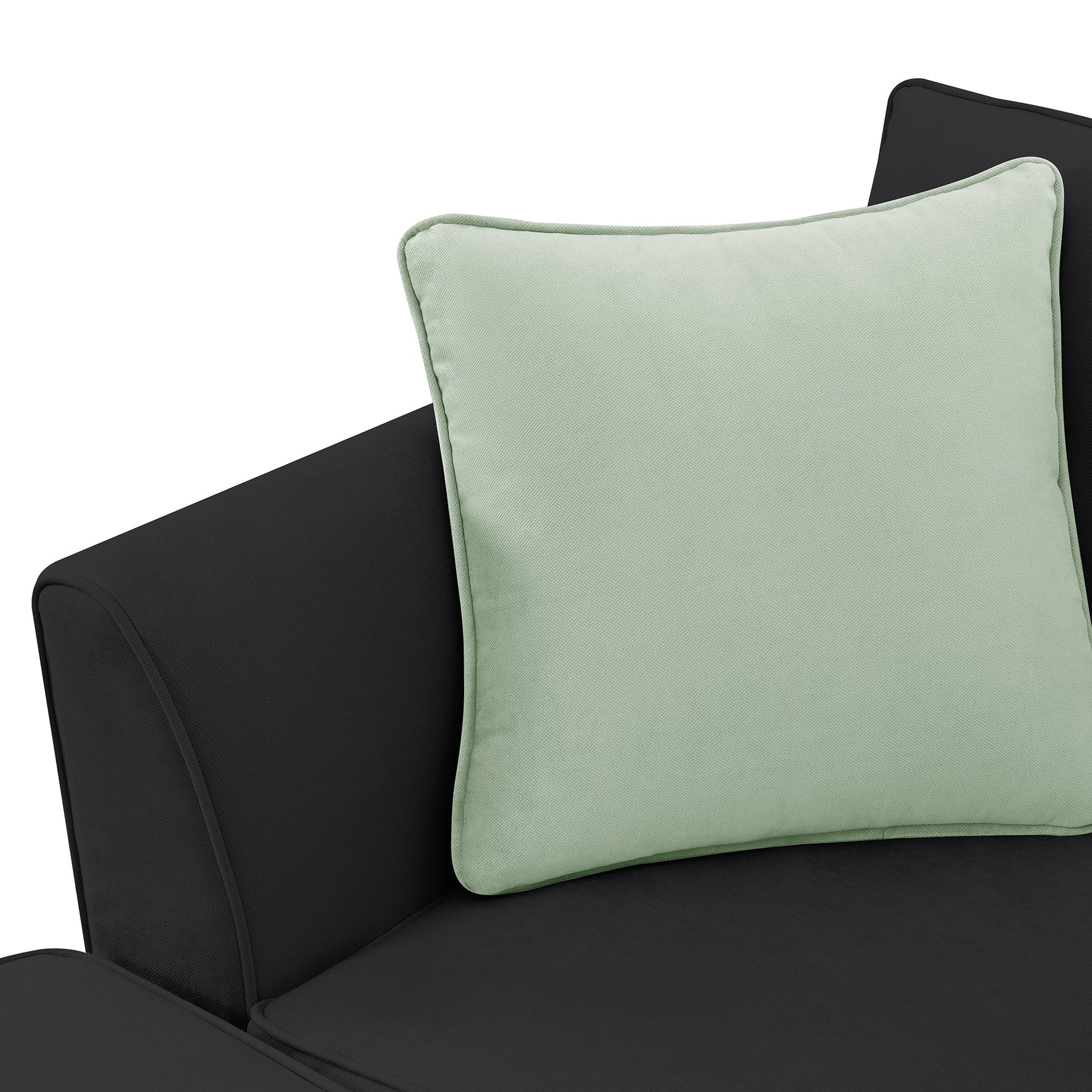 Modern Black L Shape Fabric Sectional Sofa with Ottoman and Pillows (GS009012AAB) - Direct Wicker