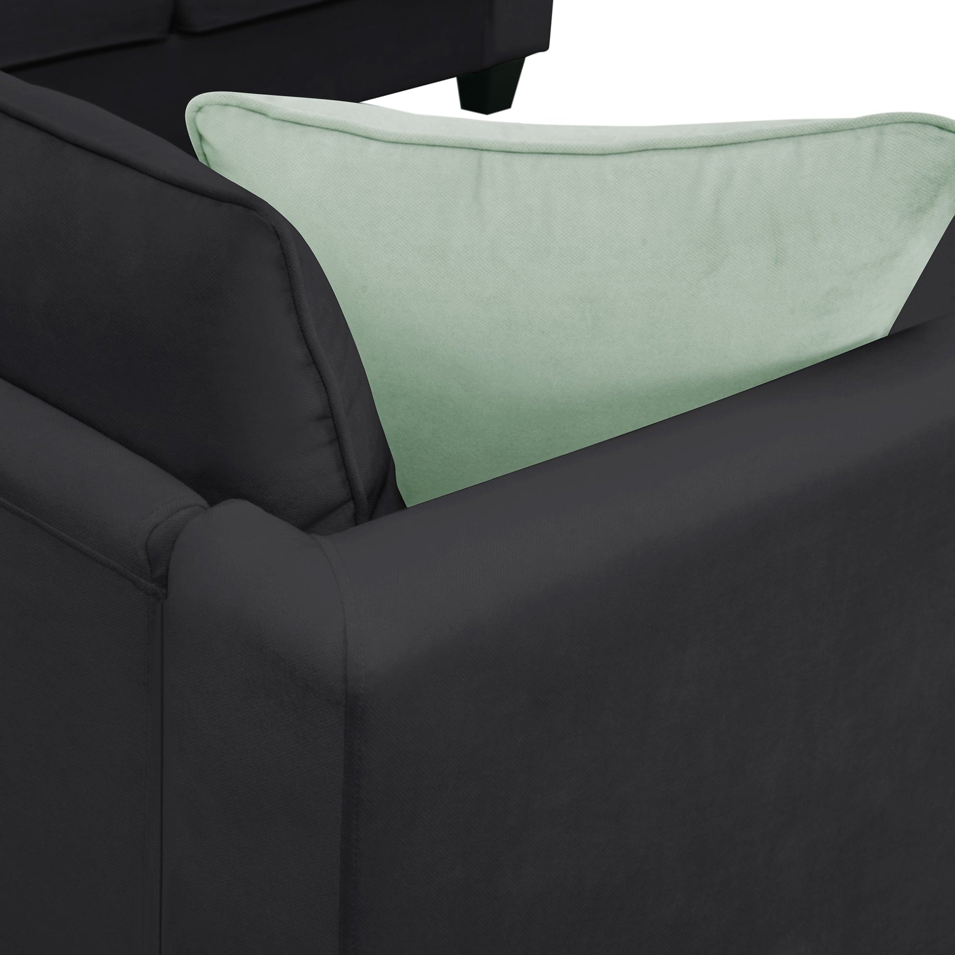 Modern Black L Shape Fabric Sectional Sofa with Ottoman and Pillows (GS009012AAB) - Direct Wicker
