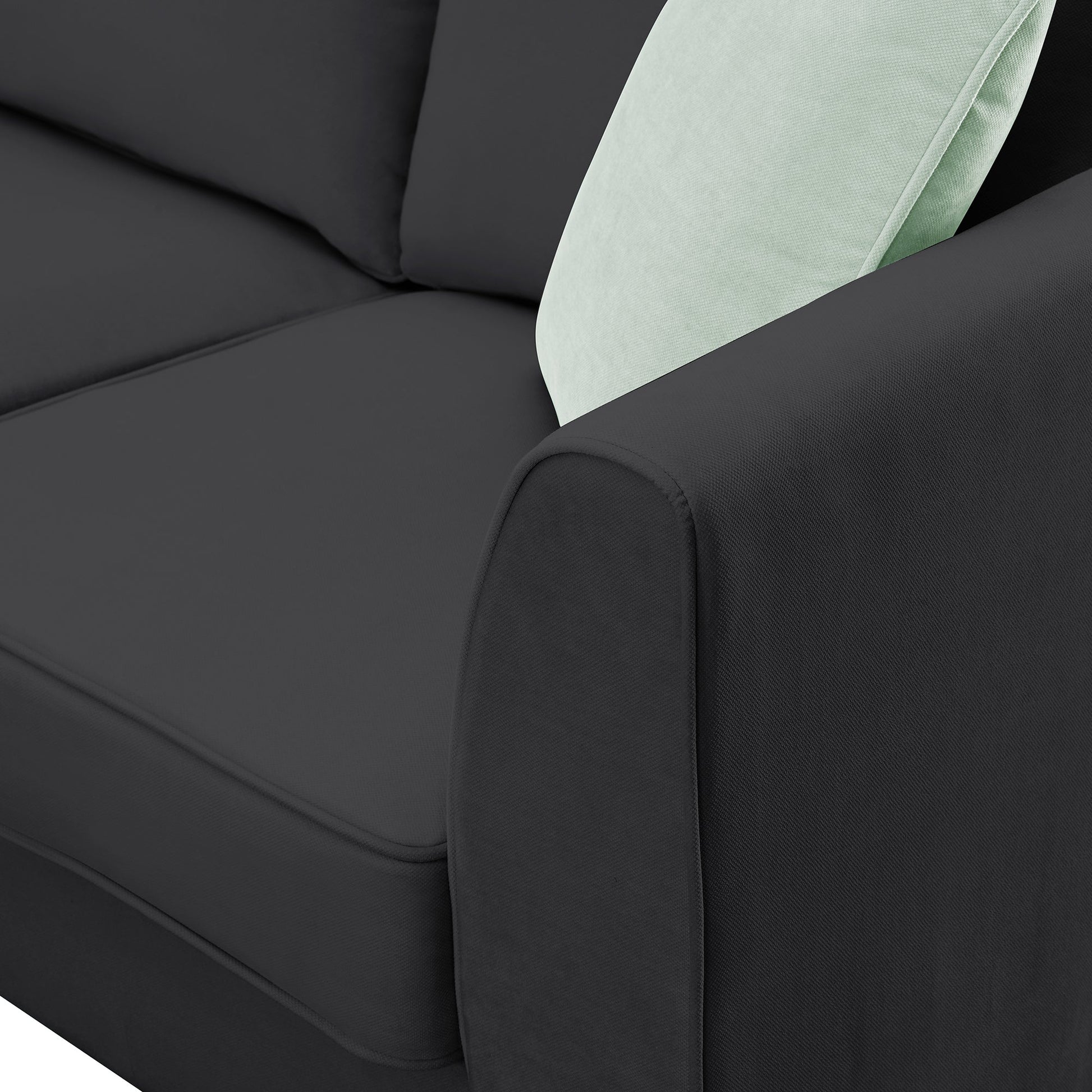 Modern Black L Shape Fabric Sectional Sofa with Ottoman and Pillows (GS009012AAB) - Direct Wicker