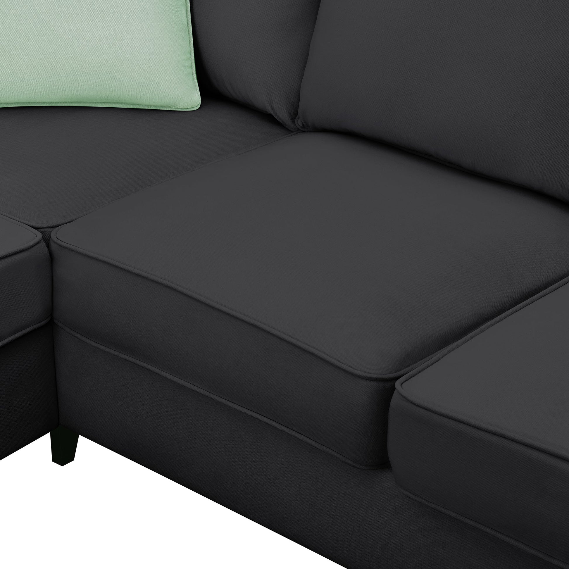 Modern Black L Shape Fabric Sectional Sofa with Ottoman and Pillows (GS009012AAB) - Direct Wicker