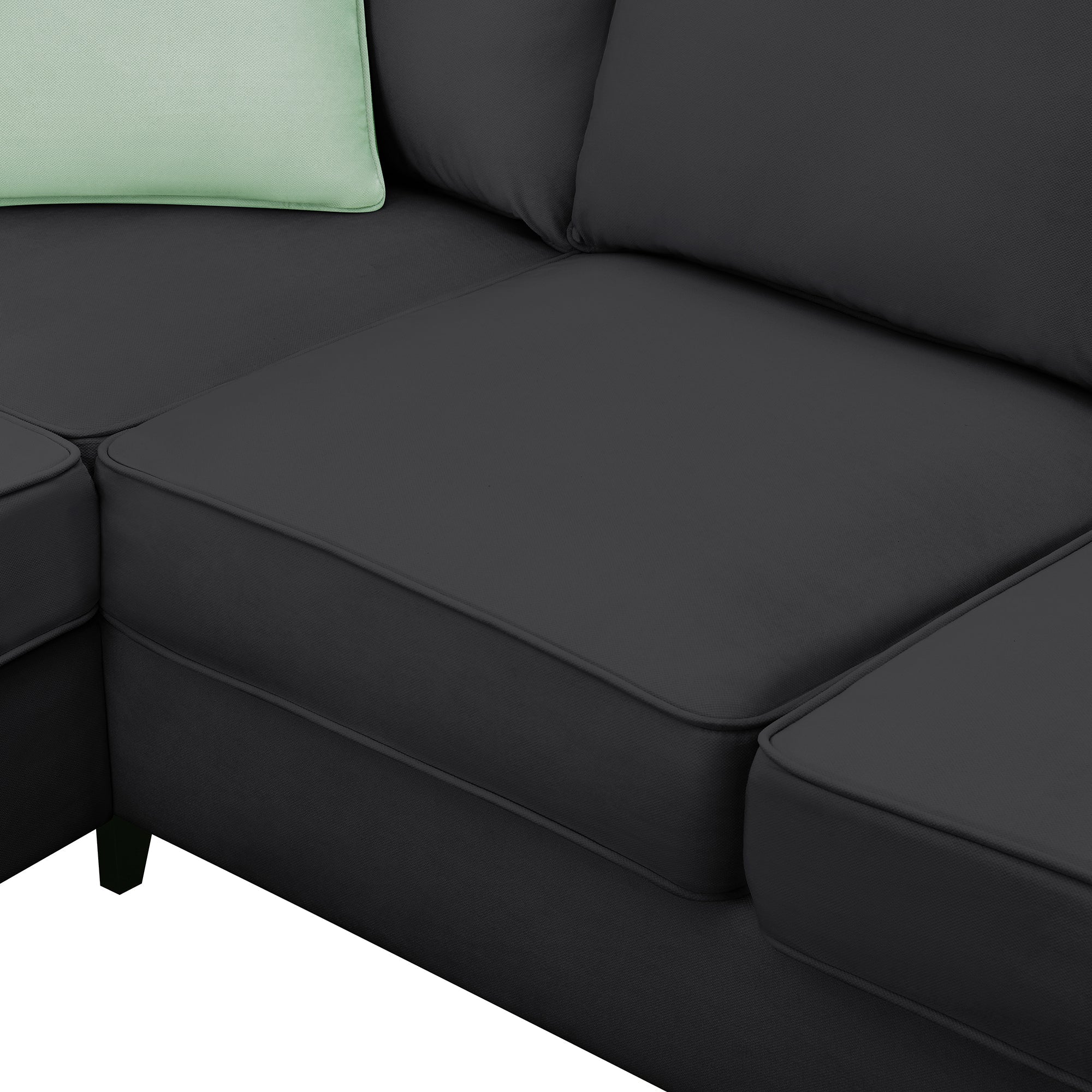 Modern Black L Shape Fabric Sectional Sofa with Ottoman and Pillows (GS009012AAB) - Direct Wicker