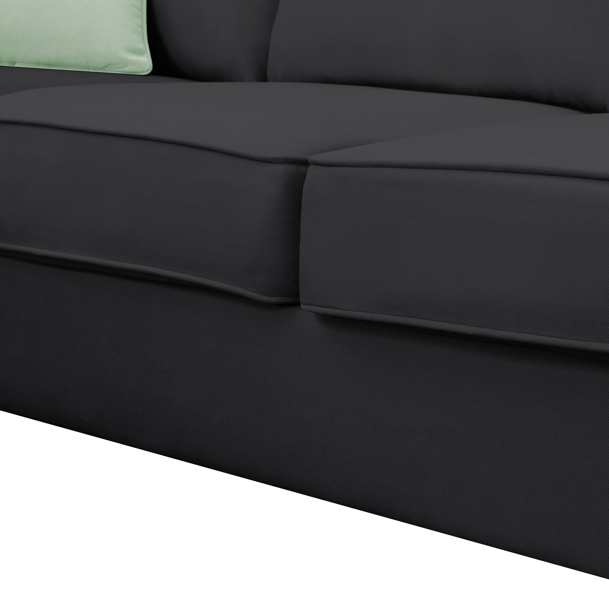 Modern Black L Shape Fabric Sectional Sofa with Ottoman and Pillows (GS009012AAB) - Direct Wicker