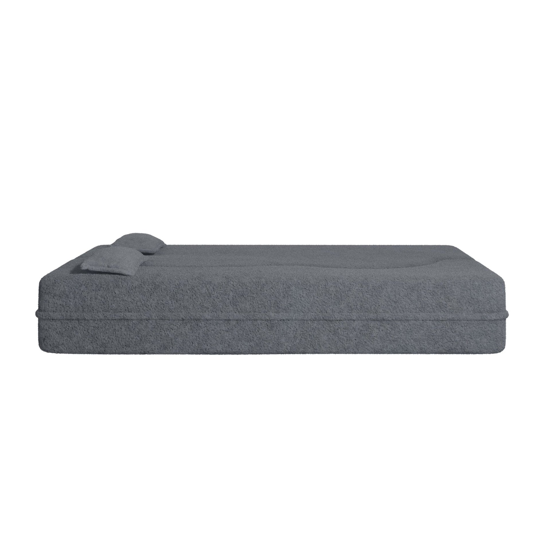 Modern Floor Sofa, with 2 Pillows, Convertible Teddy Fabric Foam Filled Bed (W1885P272261) - Direct Wicker