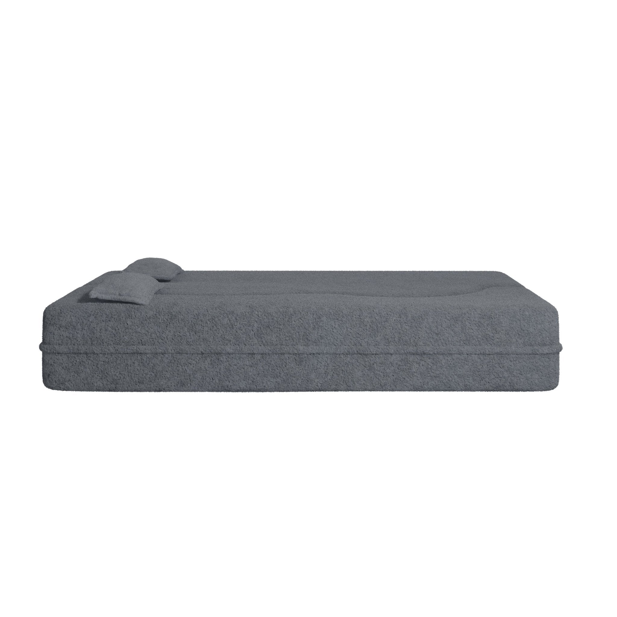 Modern Floor Sofa, with 2 Pillows, Convertible Teddy Fabric Foam Filled Bed (W1885P272261) - Direct Wicker
