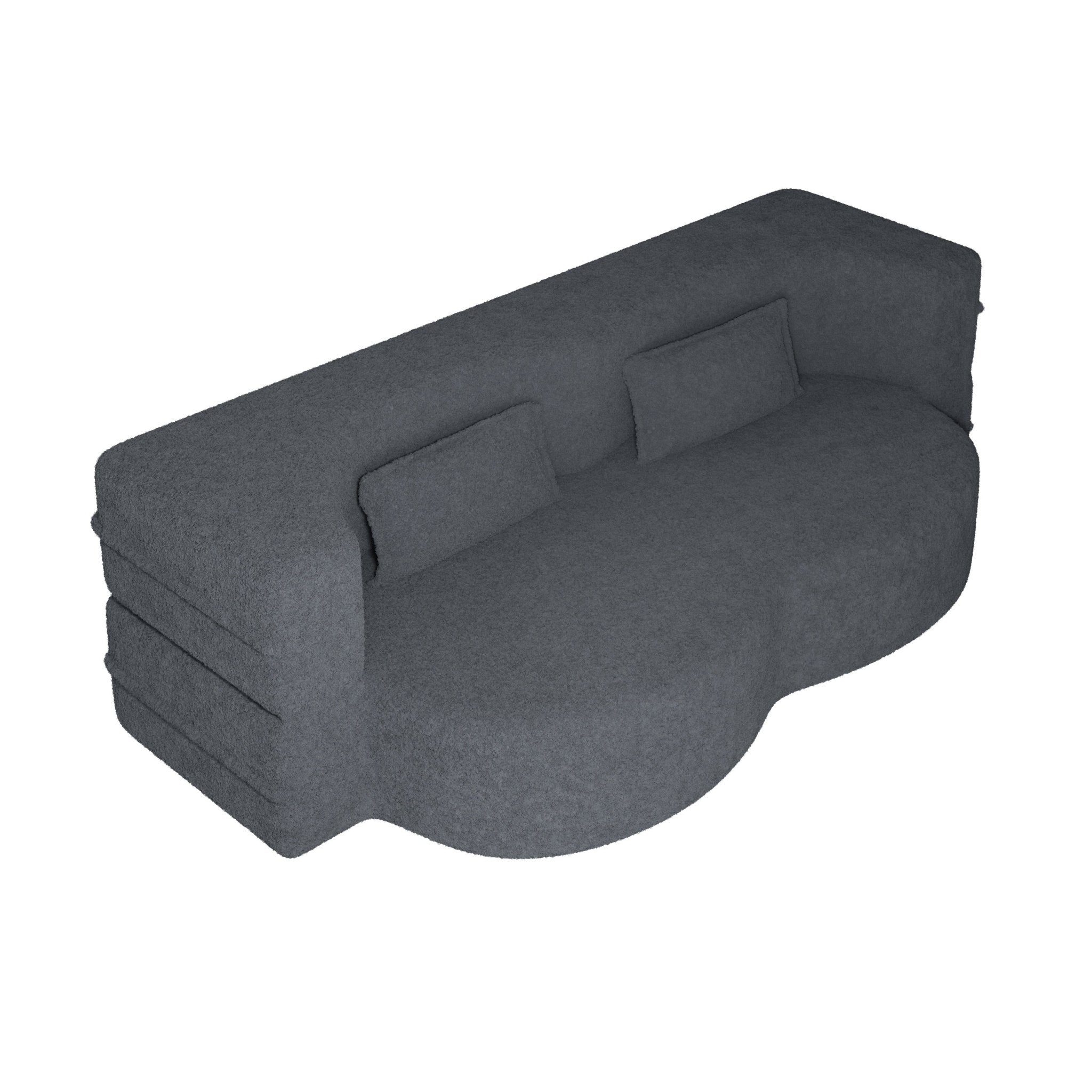 Modern Floor Sofa, with 2 Pillows, Convertible Teddy Fabric Foam Filled Bed (W1885P272261) - Direct Wicker