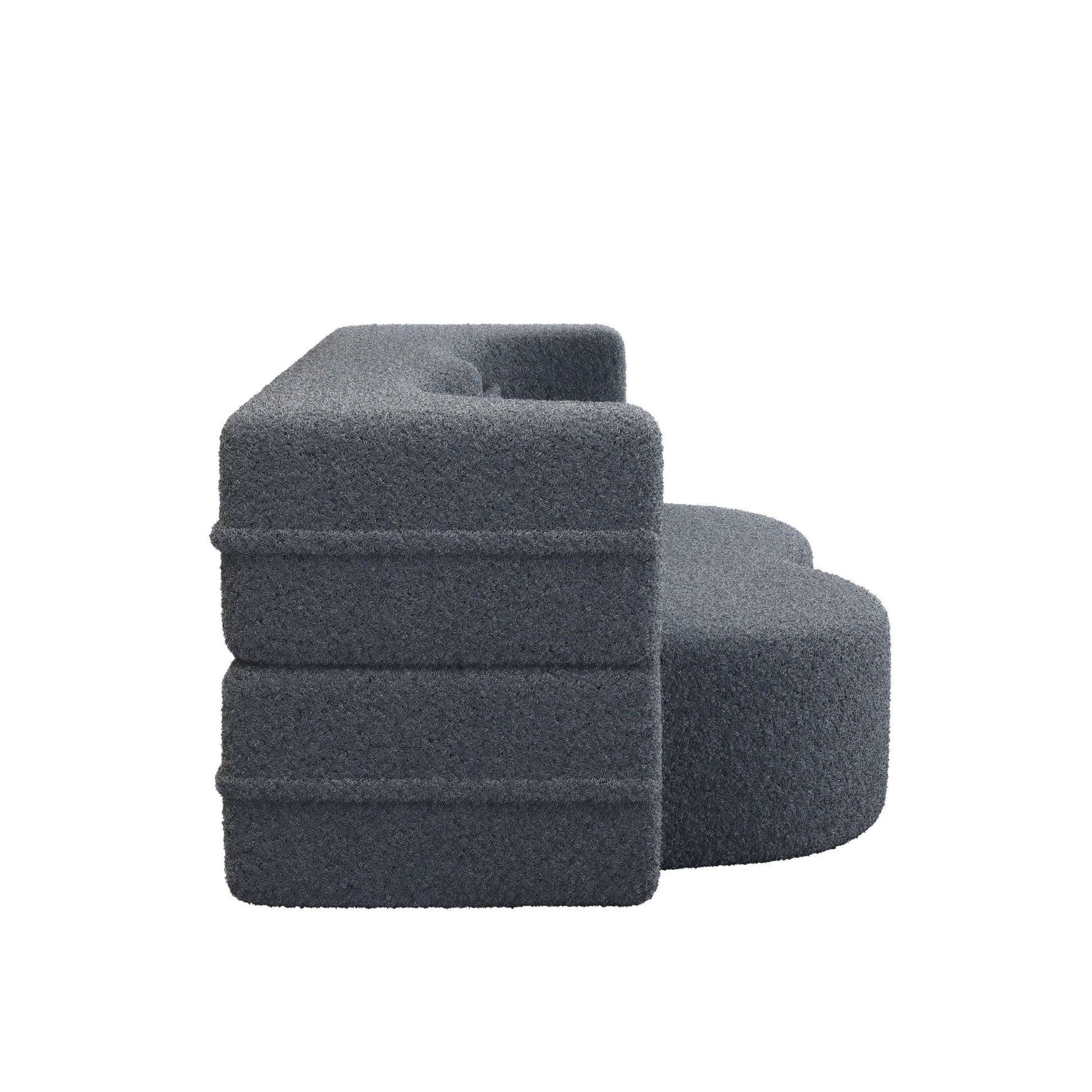Modern Floor Sofa, with 2 Pillows, Convertible Teddy Fabric Foam Filled Bed (W1885P272261) - Direct Wicker