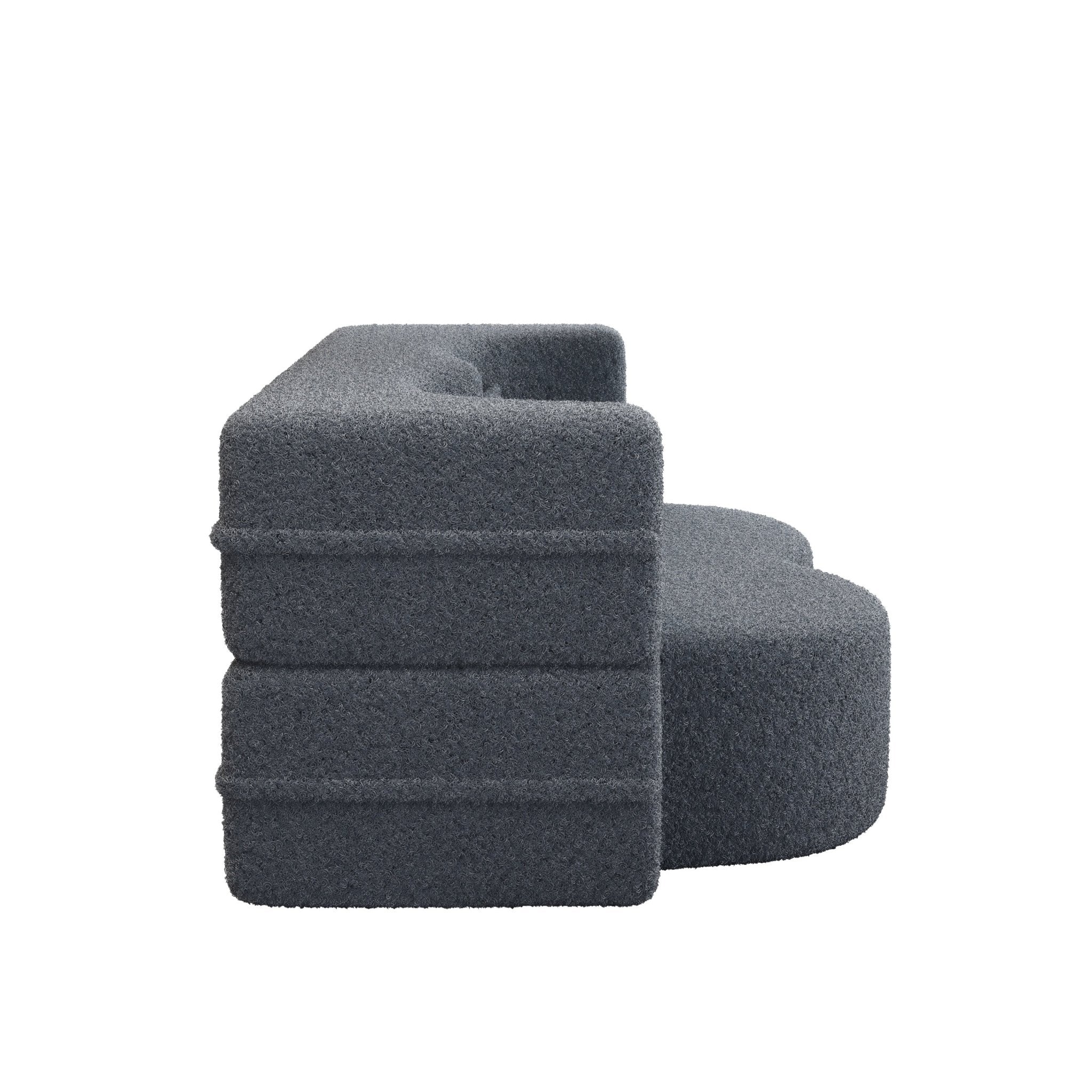 Modern Floor Sofa, with 2 Pillows, Convertible Teddy Fabric Foam Filled Bed (W1885P272261) - Direct Wicker