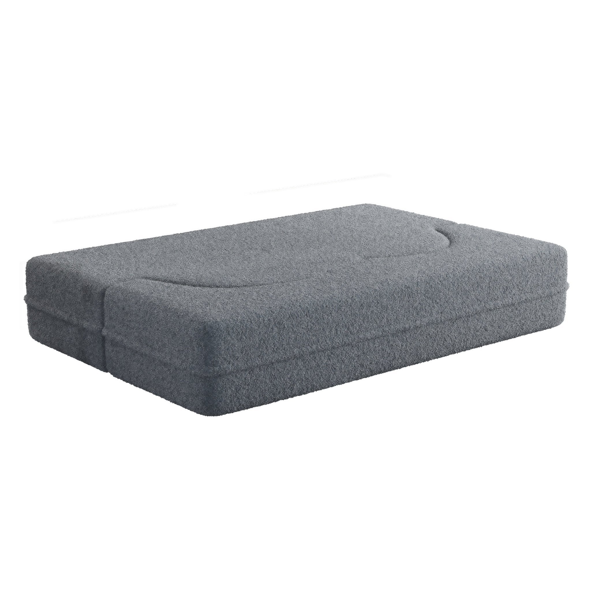 Modern Floor Sofa, with 2 Pillows, Convertible Teddy Fabric Foam Filled Bed (W1885P272261) - Direct Wicker