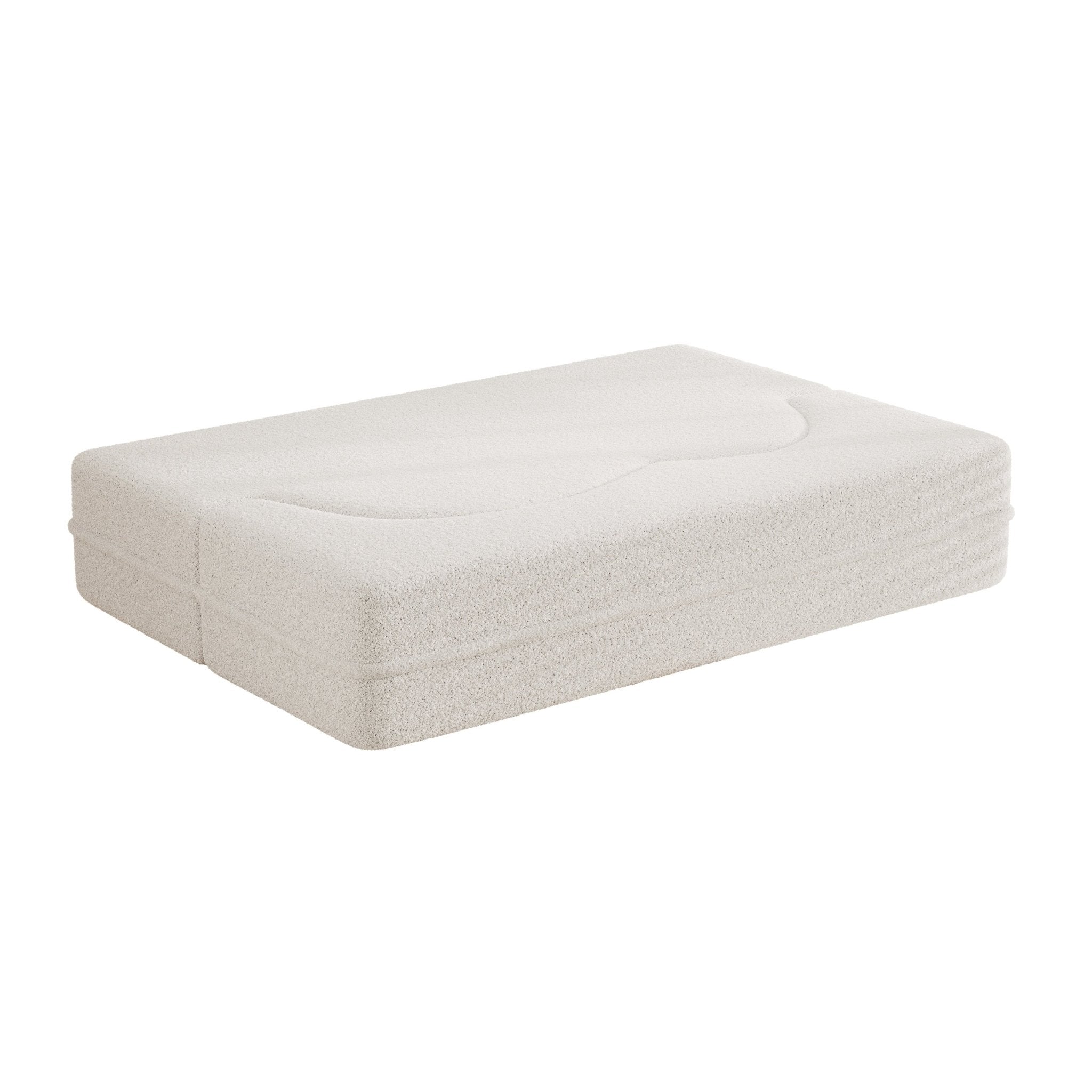 Modern Floor Sofa with 2 Pillows, Convertible Teddy Fabric Foam Filled Sleeper Sofa Bed (W1885P272259) - Direct Wicker
