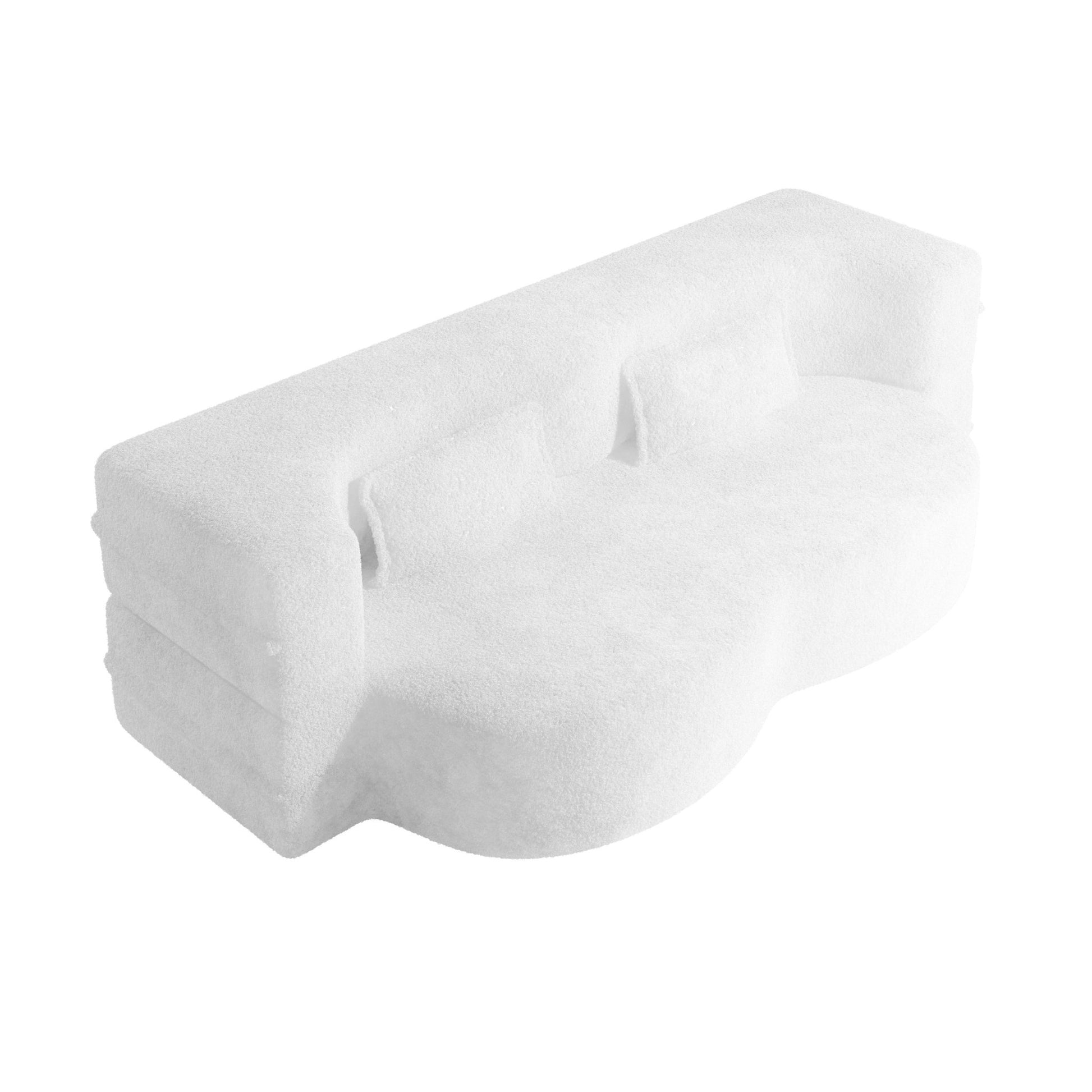 Modern Floor Sofa with 2 Pillows, Convertible Teddy Fabric Foam Filled Sleeper Sofa Bed (W1885P272259) - Direct Wicker