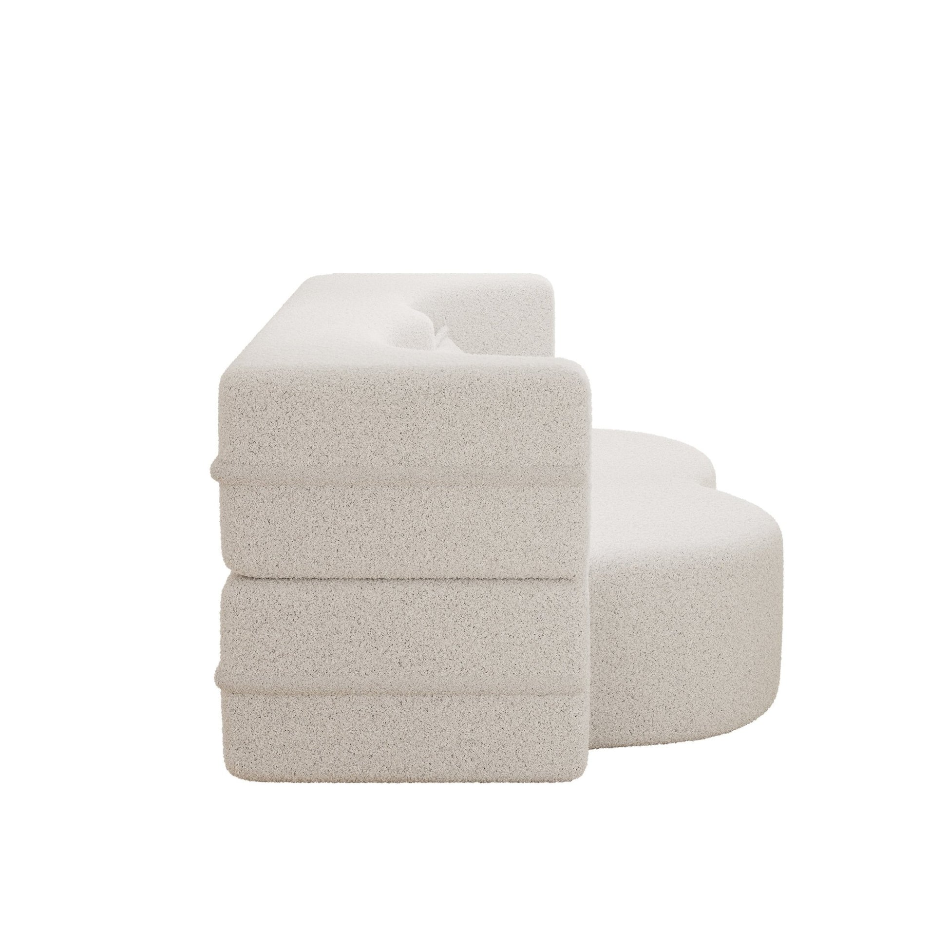 Modern Floor Sofa with 2 Pillows, Convertible Teddy Fabric Foam Filled Sleeper Sofa Bed (W1885P272259) - Direct Wicker
