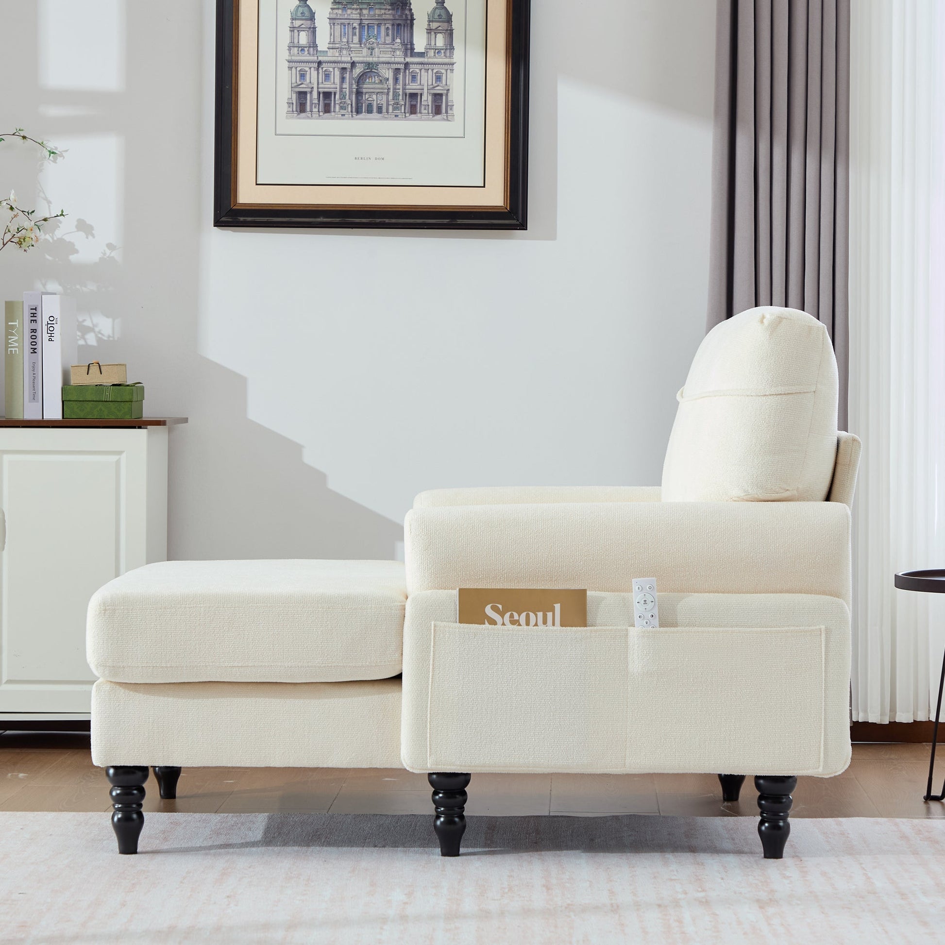 Modern Minimalist Chenille Fabric Chaise Lounge Recliner Single Sofa (W395P371331) - Direct Wicker