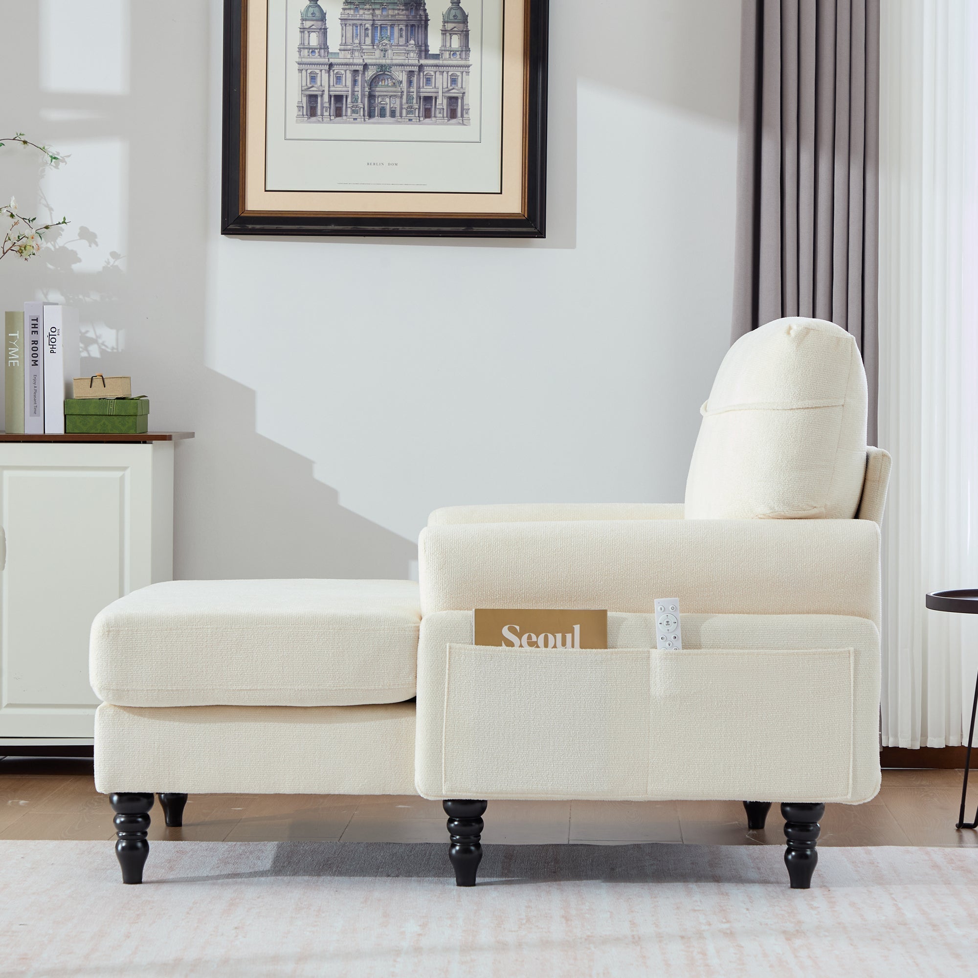 Modern Minimalist Chenille Fabric Chaise Lounge Recliner Single Sofa (W395P371331) - Direct Wicker