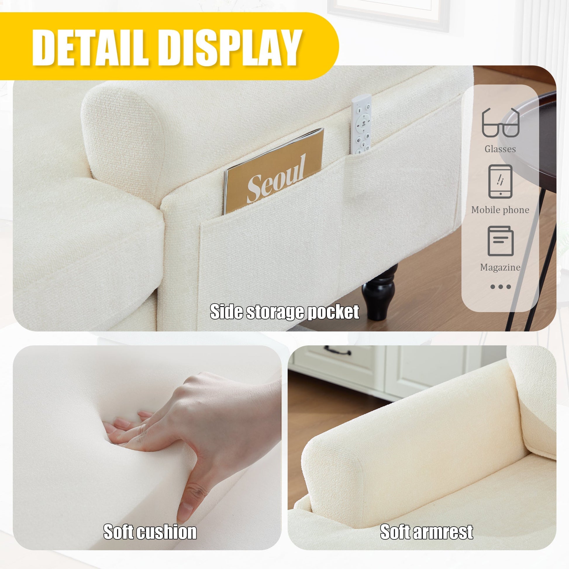 Modern Minimalist Chenille Fabric Chaise Lounge Recliner Single Sofa (W395P371331) - Direct Wicker