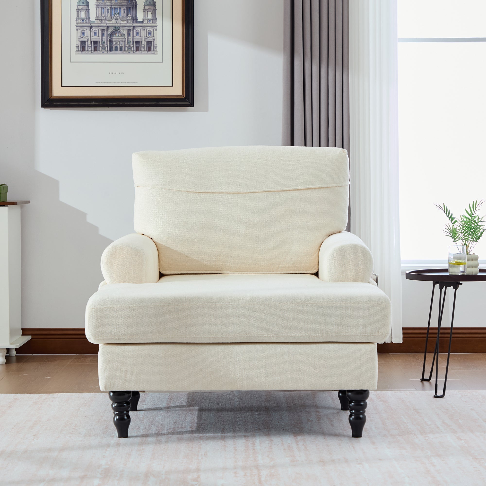 Modern Minimalist Chenille Fabric Chaise Lounge Recliner Single Sofa (W395P371331) - Direct Wicker