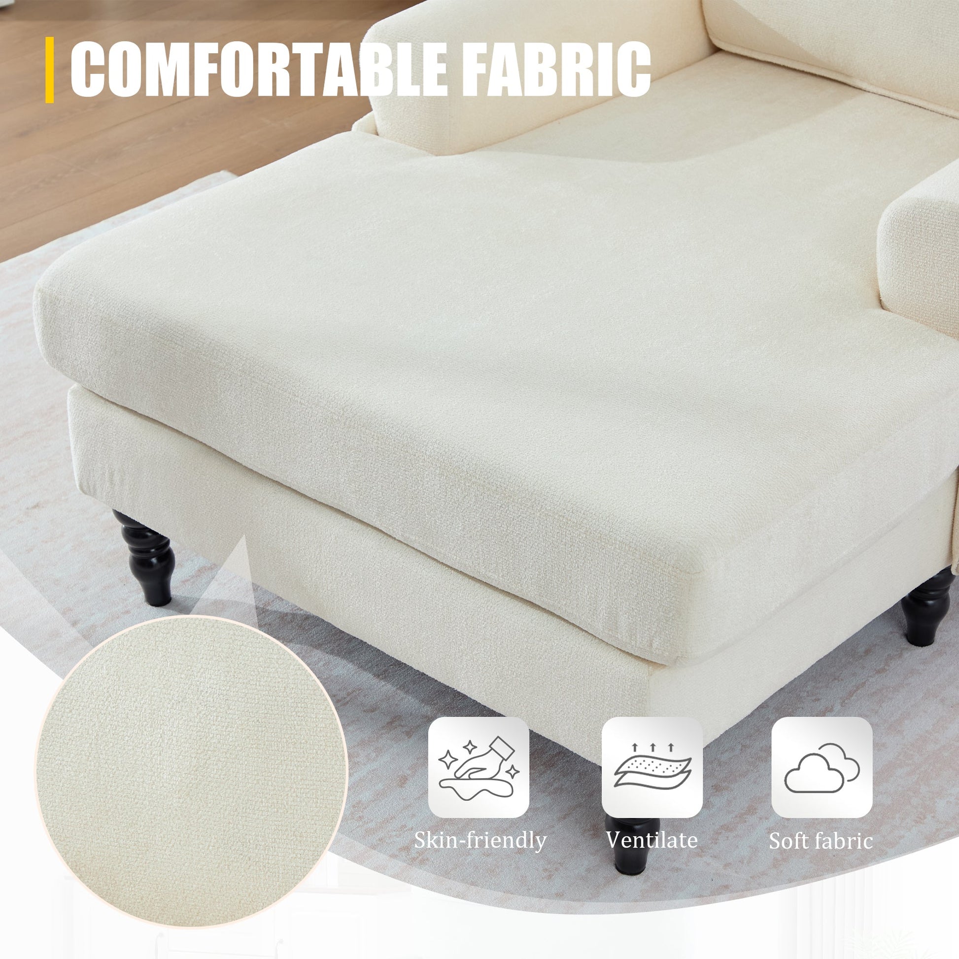 Modern Minimalist Chenille Fabric Chaise Lounge Recliner Single Sofa (W395P371331) - Direct Wicker