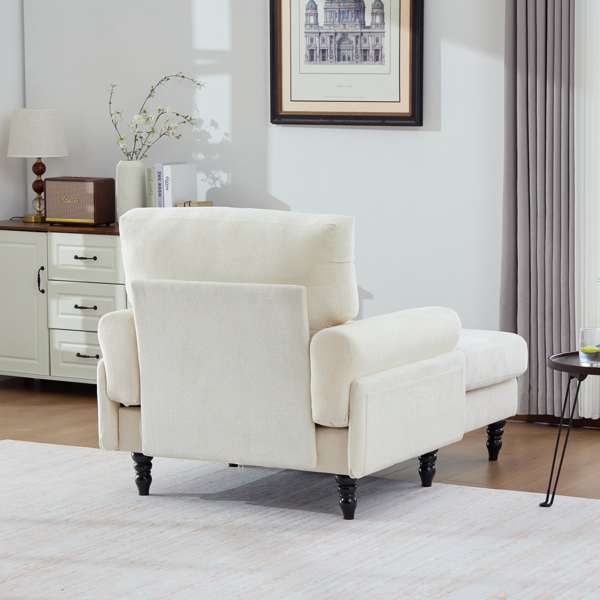 Modern Minimalist Chenille Fabric Chaise Lounge Recliner Single Sofa (W395P371331) - Direct Wicker
