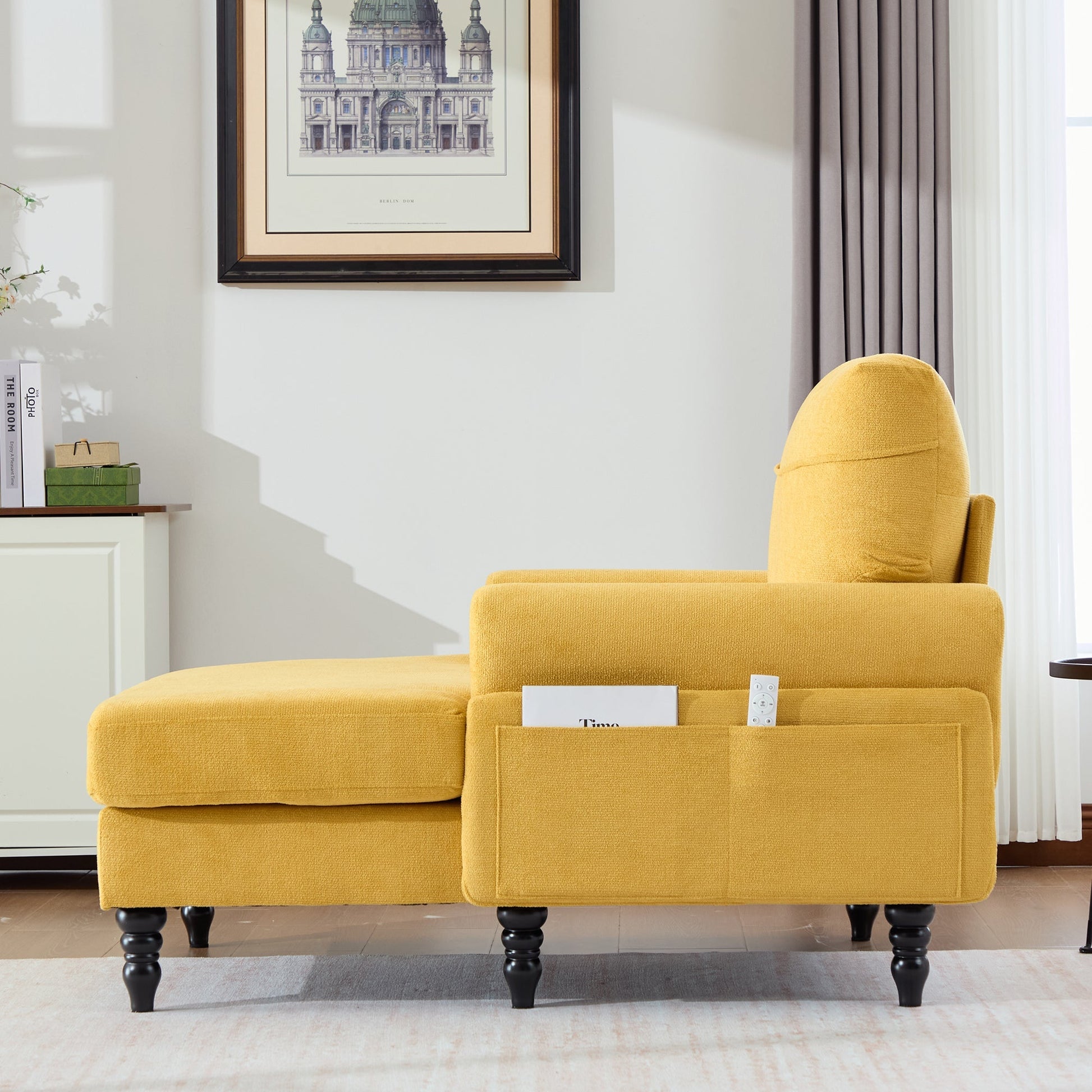 Modern Minimalist Chenille Fabric Chaise Lounge Recliner Single Sofa (W395P371336) - Direct Wicker
