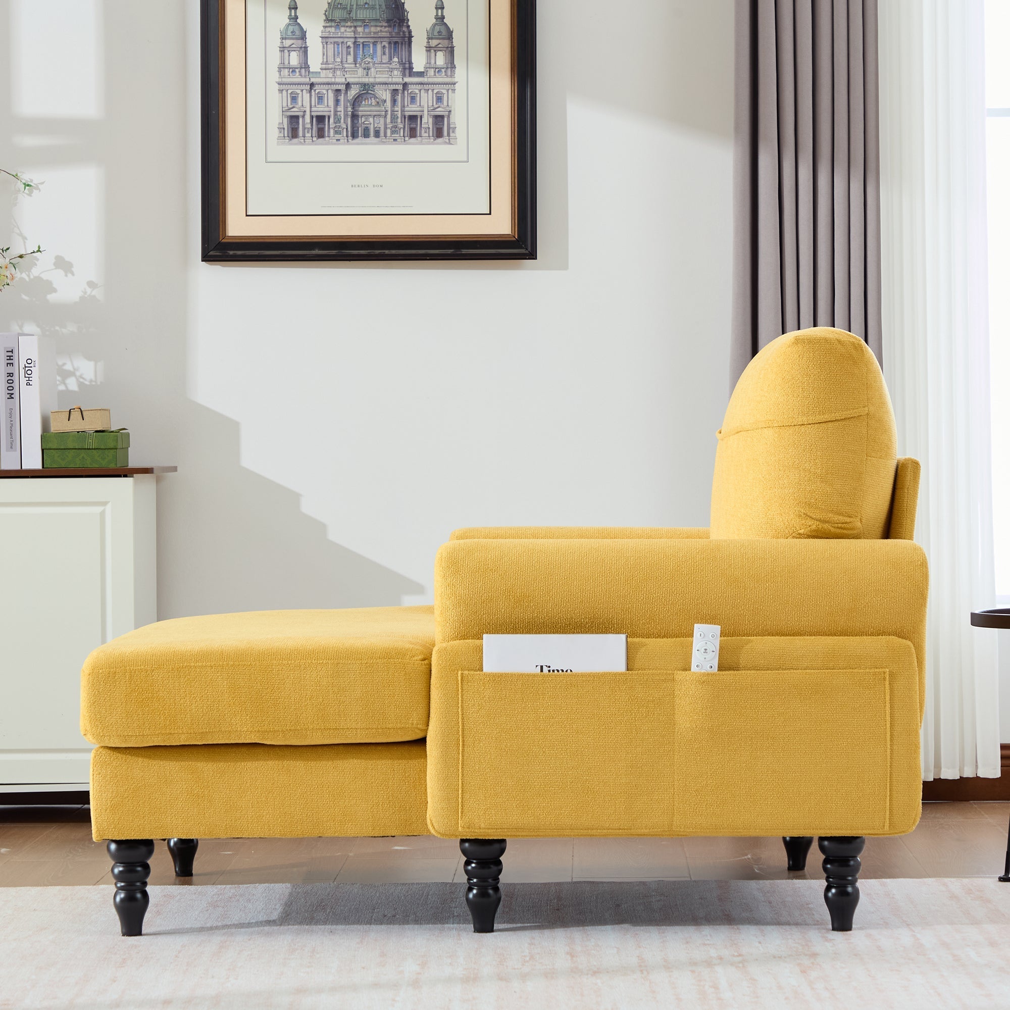 Modern Minimalist Chenille Fabric Chaise Lounge Recliner Single Sofa (W395P371336) - Direct Wicker