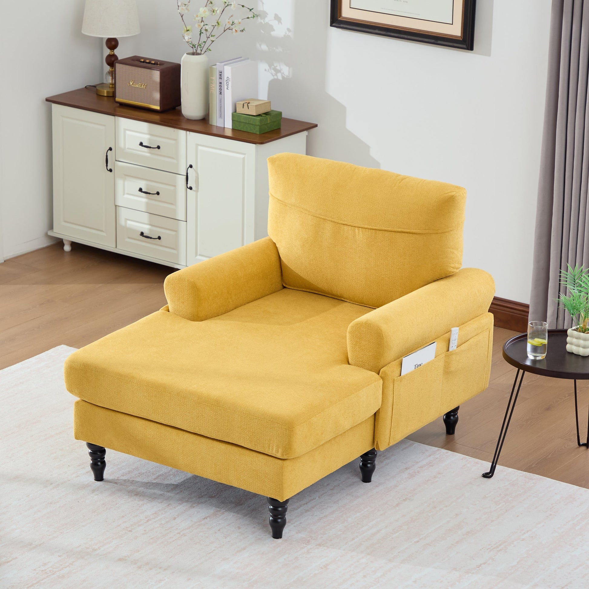 Modern Minimalist Chenille Fabric Chaise Lounge Recliner Single Sofa (W395P371336) - Direct Wicker