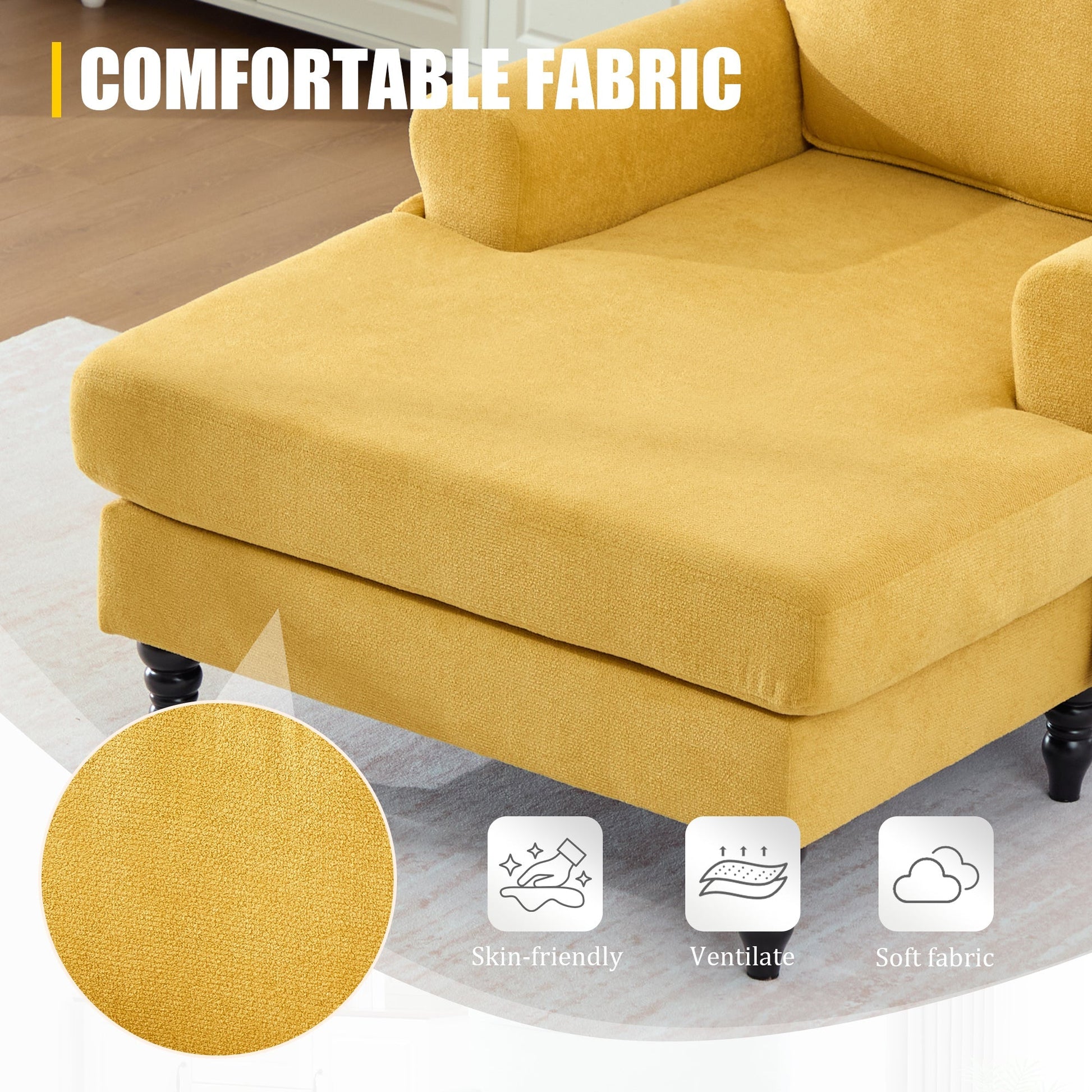 Modern Minimalist Chenille Fabric Chaise Lounge Recliner Single Sofa (W395P371336) - Direct Wicker