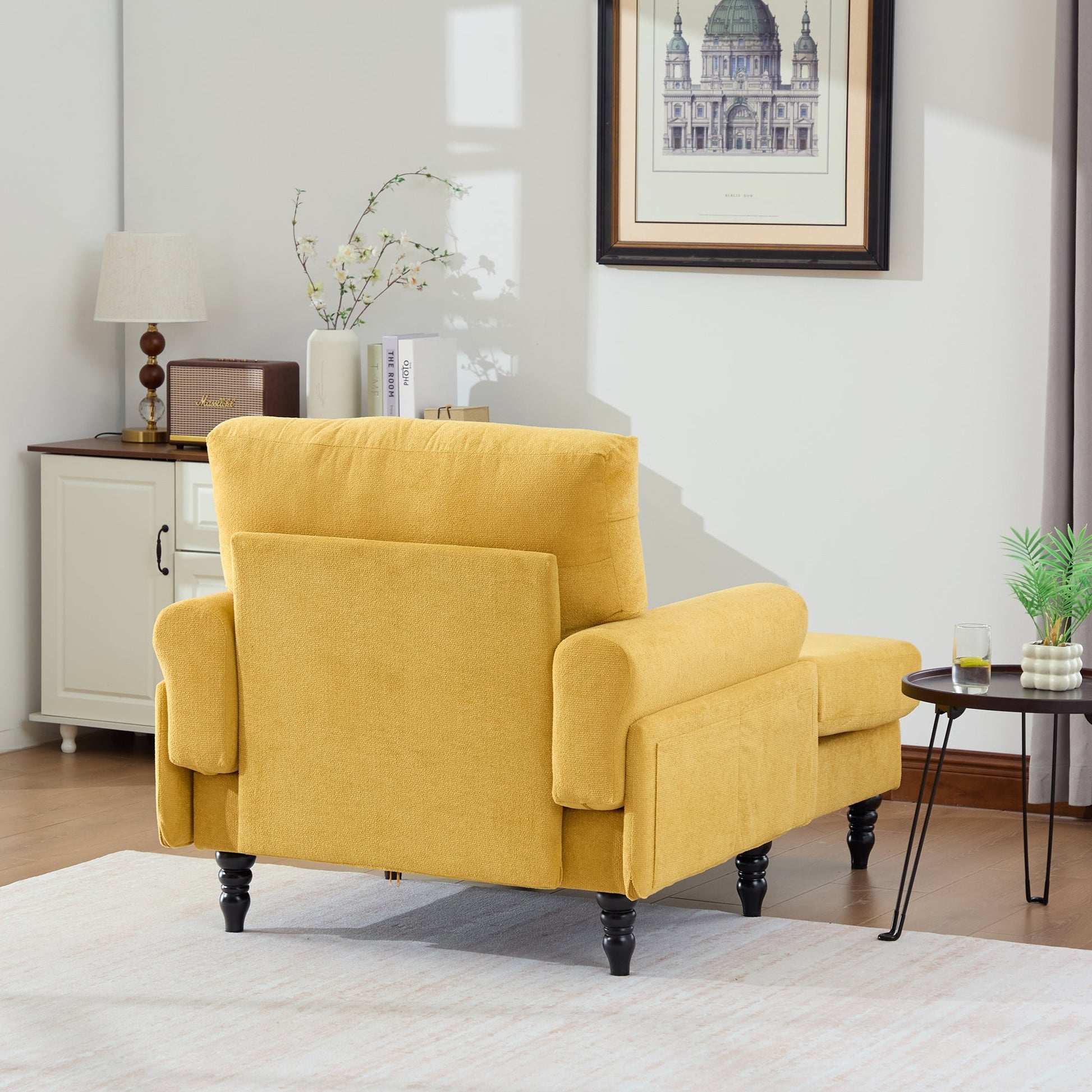 Modern Minimalist Chenille Fabric Chaise Lounge Recliner Single Sofa (W395P371336) - Direct Wicker