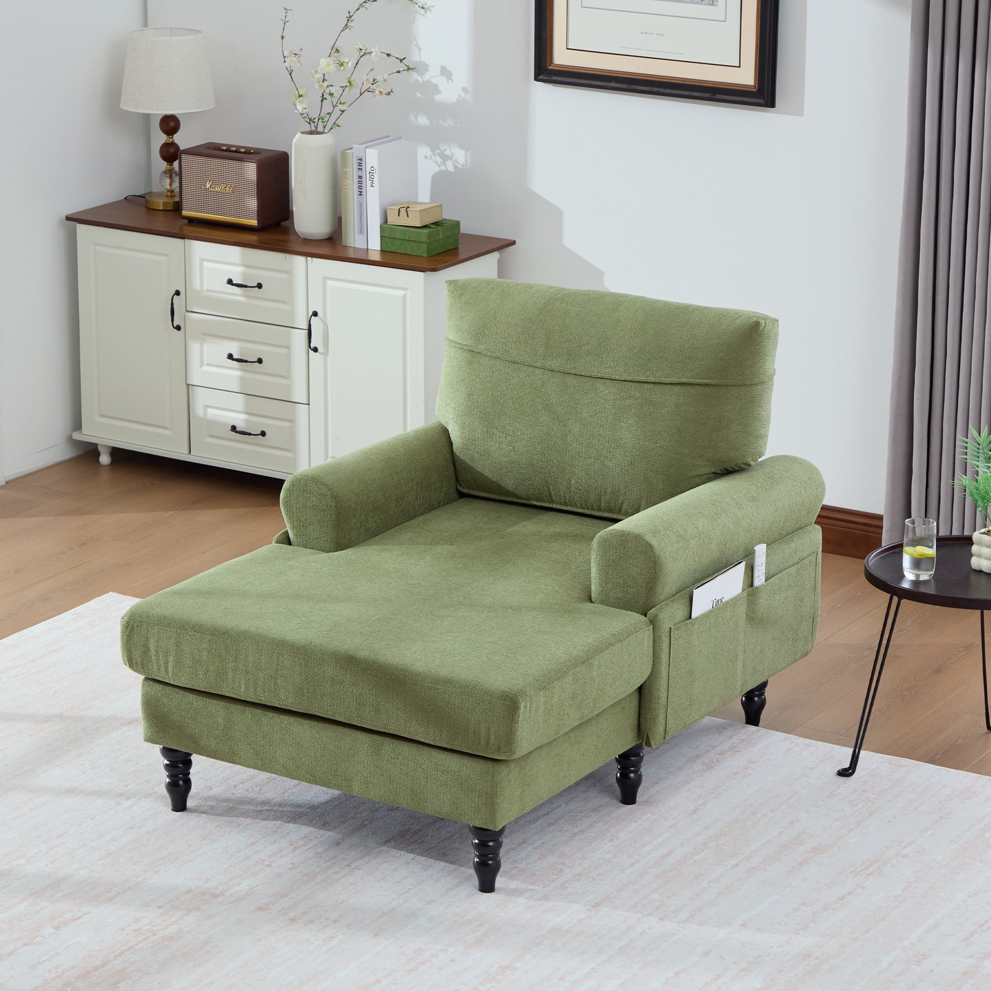 Modern Minimalist Chenille Fabric Chaise Lounge Recliner Single Sofa (W395P371338) - Direct Wicker