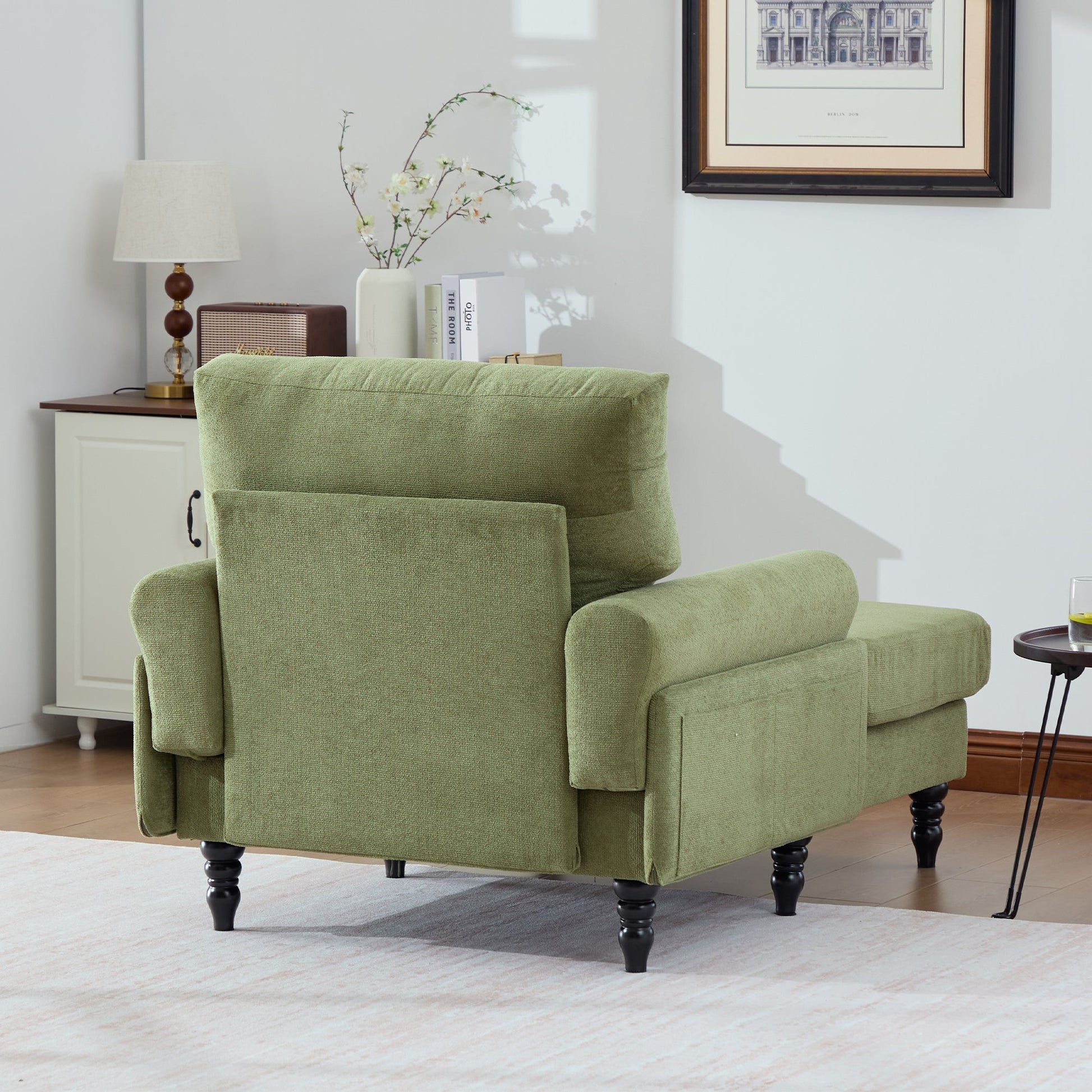 Modern Minimalist Chenille Fabric Chaise Lounge Recliner Single Sofa (W395P371338) - Direct Wicker