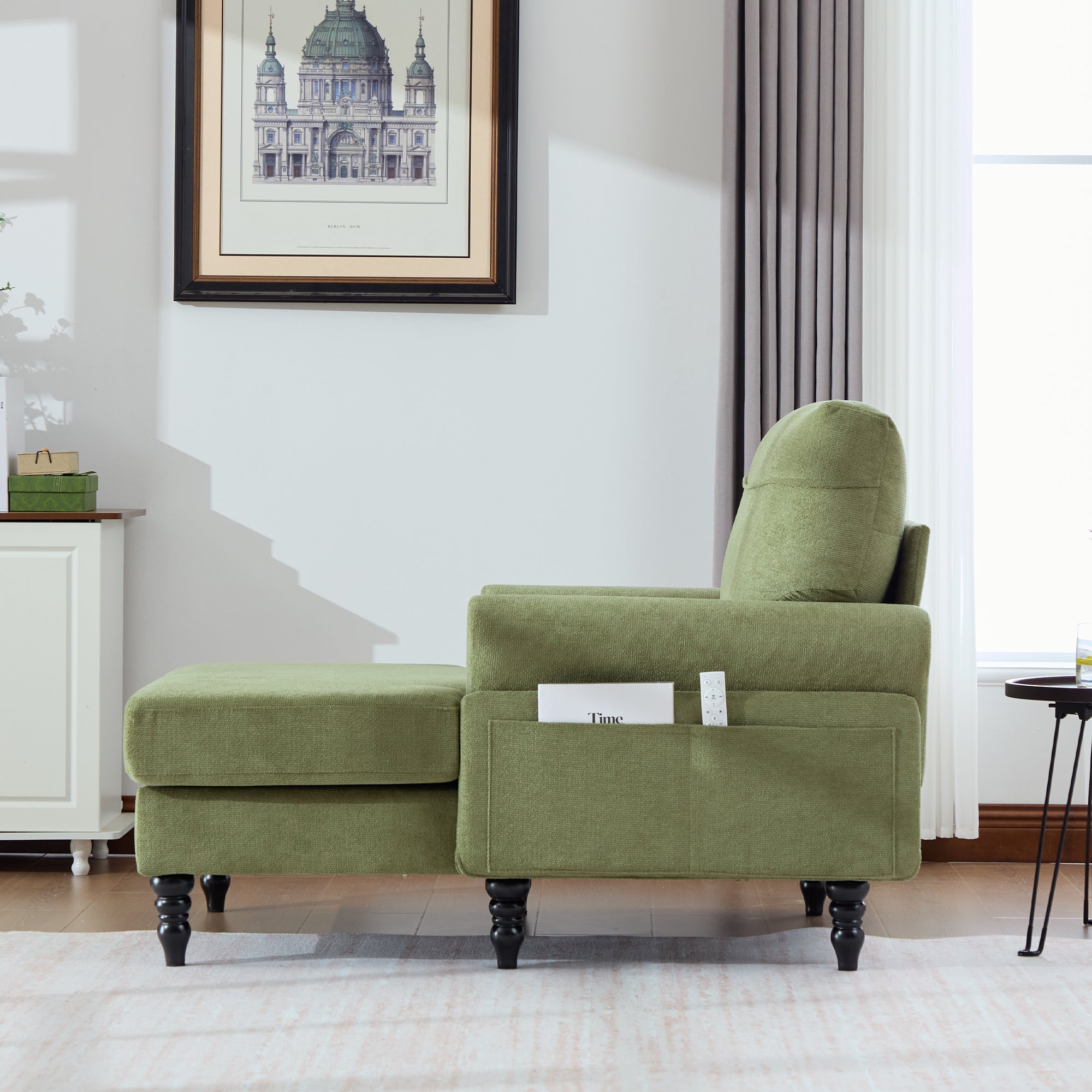 Modern Minimalist Chenille Fabric Chaise Lounge Recliner Single Sofa (W395P371338) - Direct Wicker