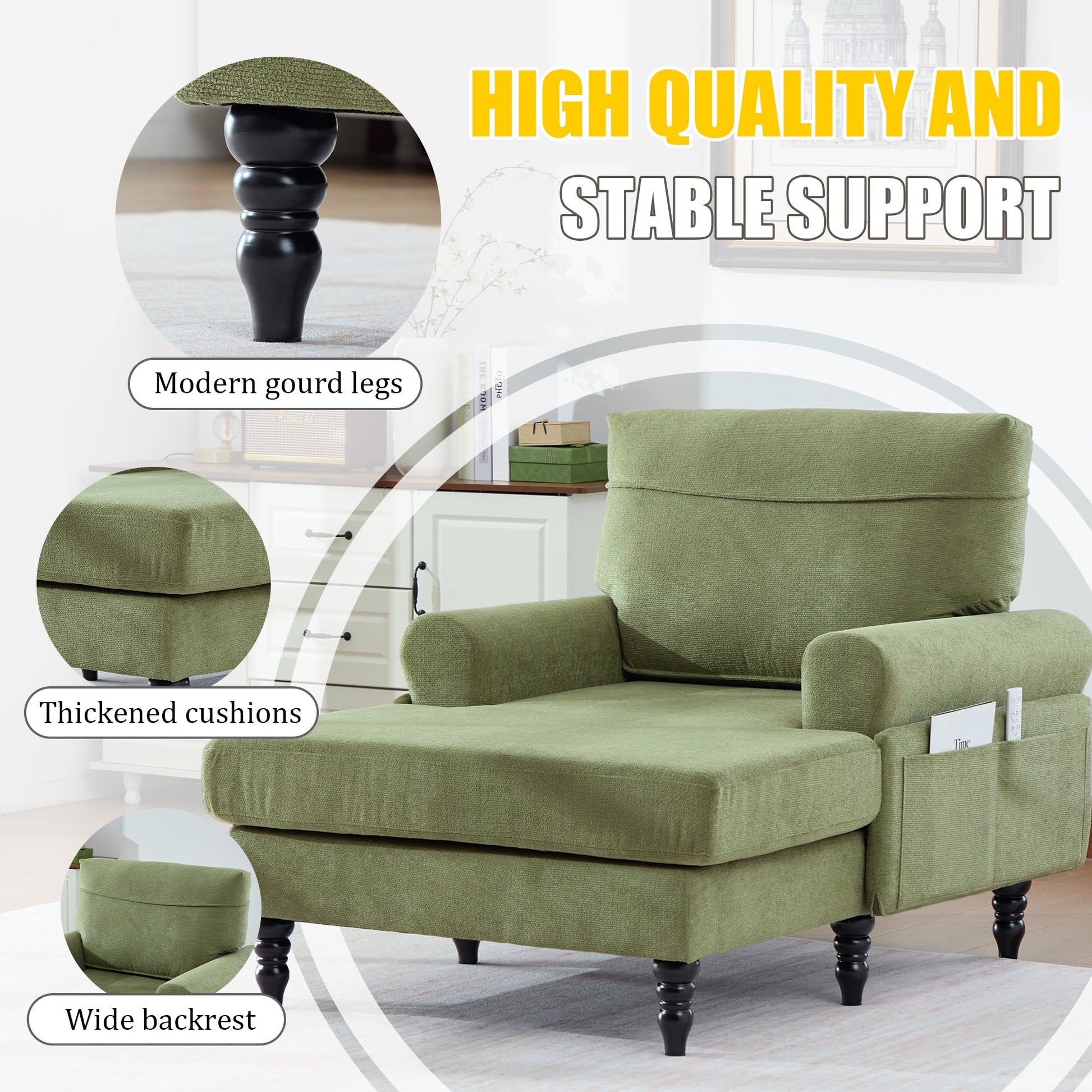 Modern Minimalist Chenille Fabric Chaise Lounge Recliner Single Sofa (W395P371338) - Direct Wicker