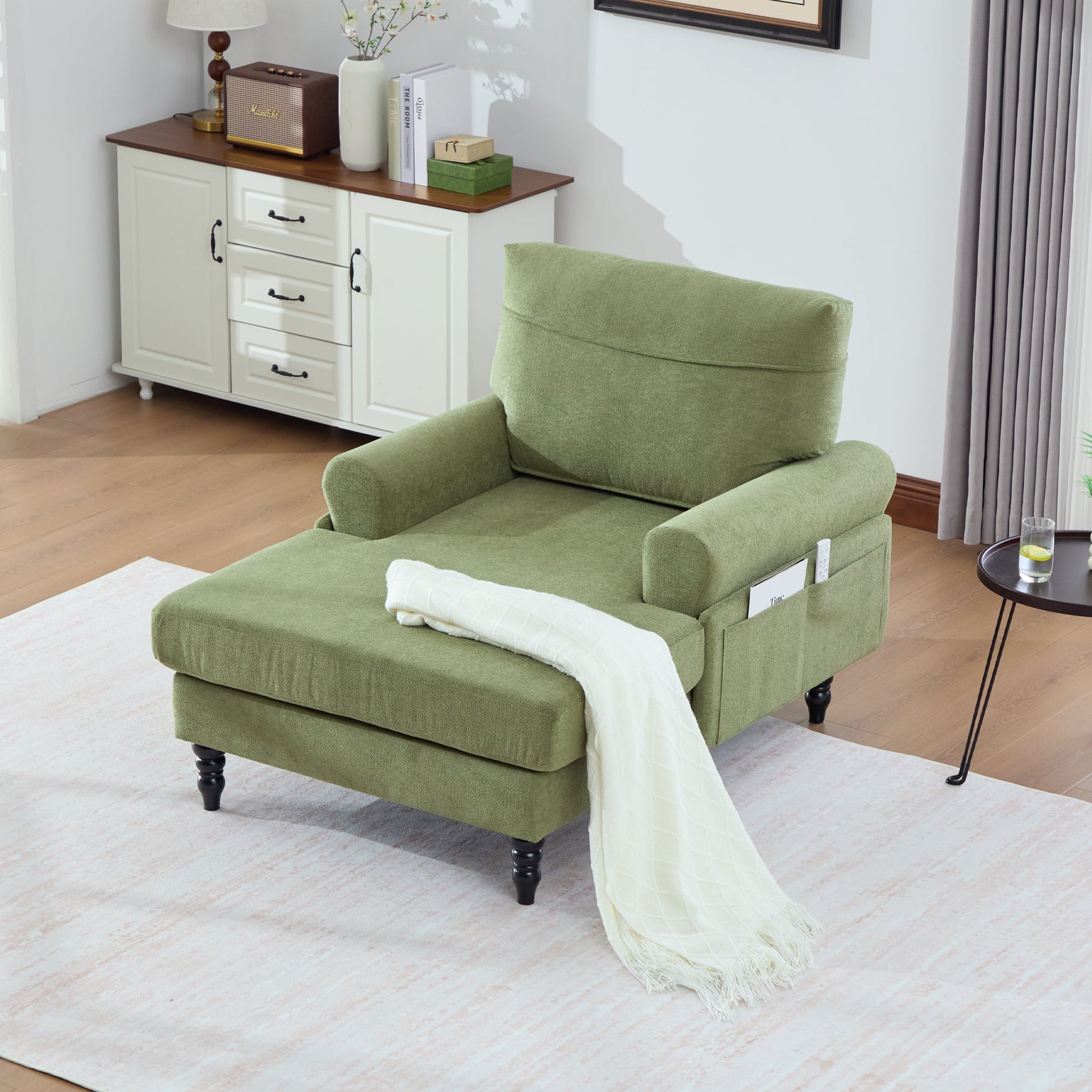 Modern Minimalist Chenille Fabric Chaise Lounge Recliner Single Sofa (W395P371338) - Direct Wicker