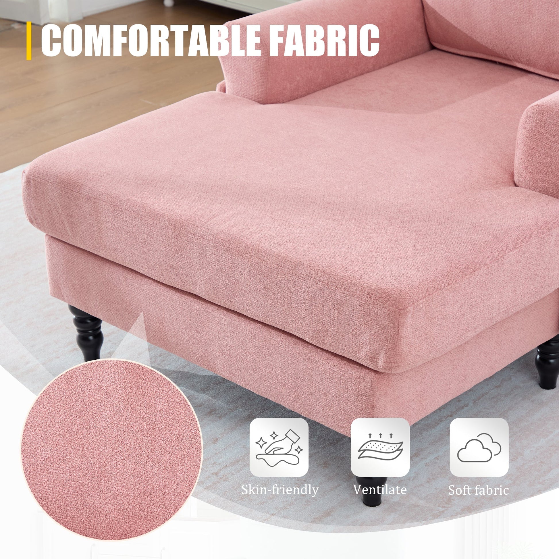 Modern Minimalist Chenille Fabric Chaise Lounge Recliner Single Sofa (W395P371343) - Direct Wicker