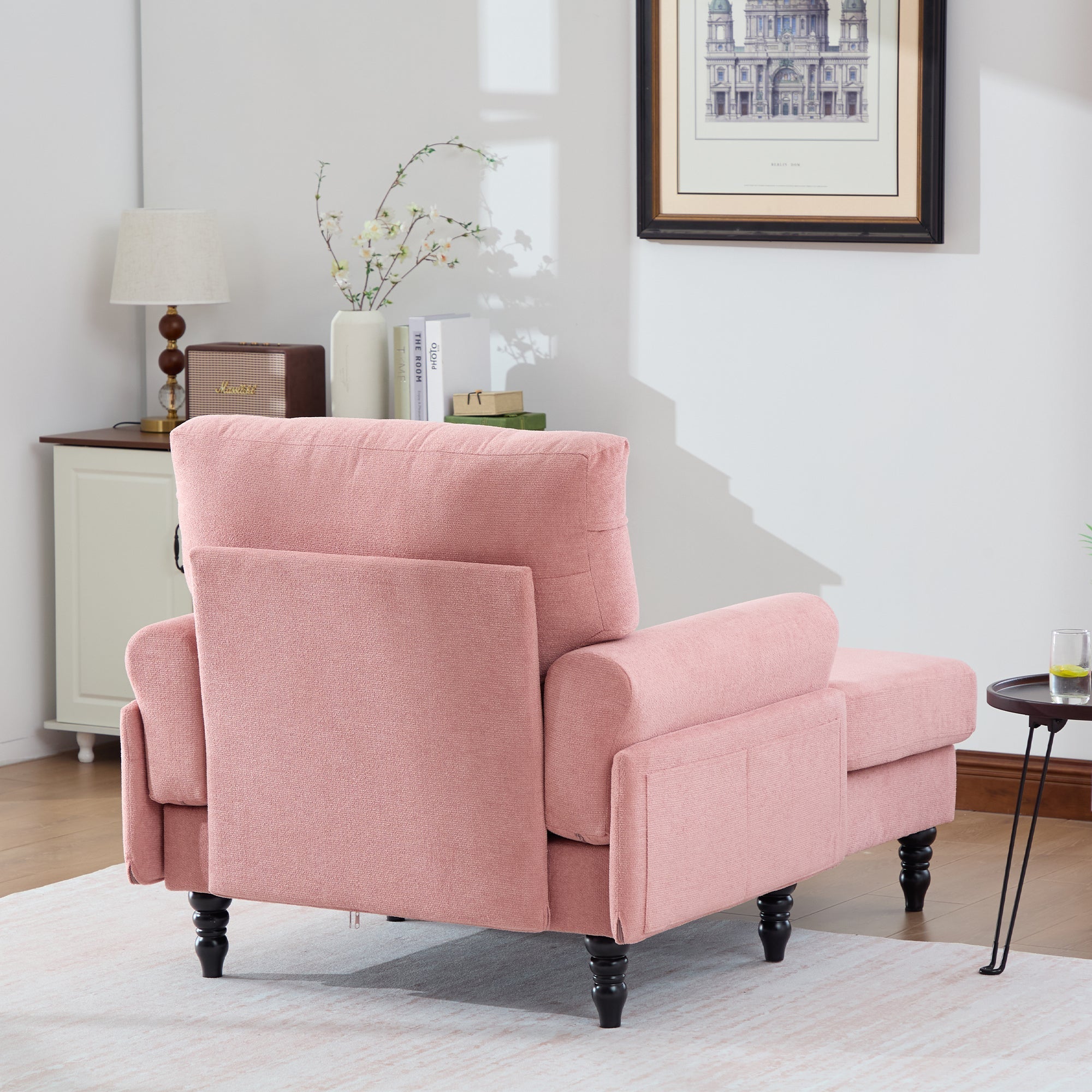 Modern Minimalist Chenille Fabric Chaise Lounge Recliner Single Sofa (W395P371343) - Direct Wicker