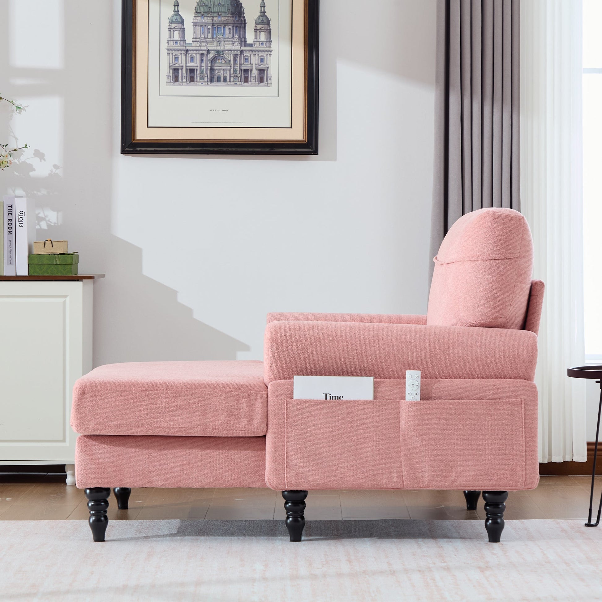 Modern Minimalist Chenille Fabric Chaise Lounge Recliner Single Sofa (W395P371343) - Direct Wicker